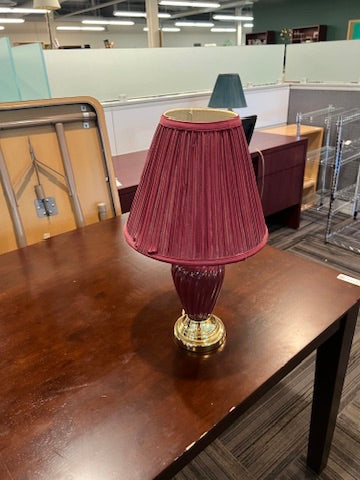 Burgundy Accent Lamp with Gold Accent