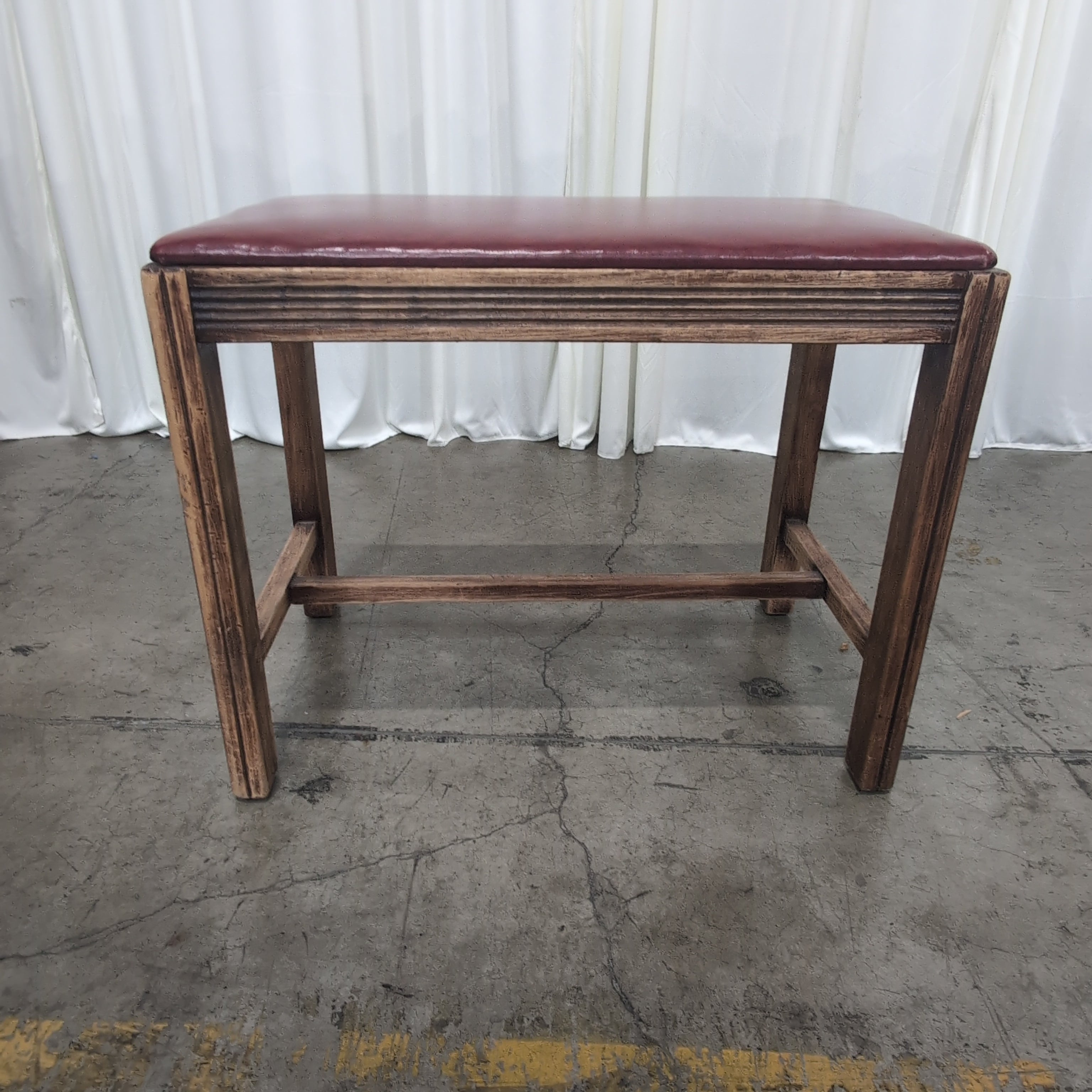 Red Upholstered Wood Bench