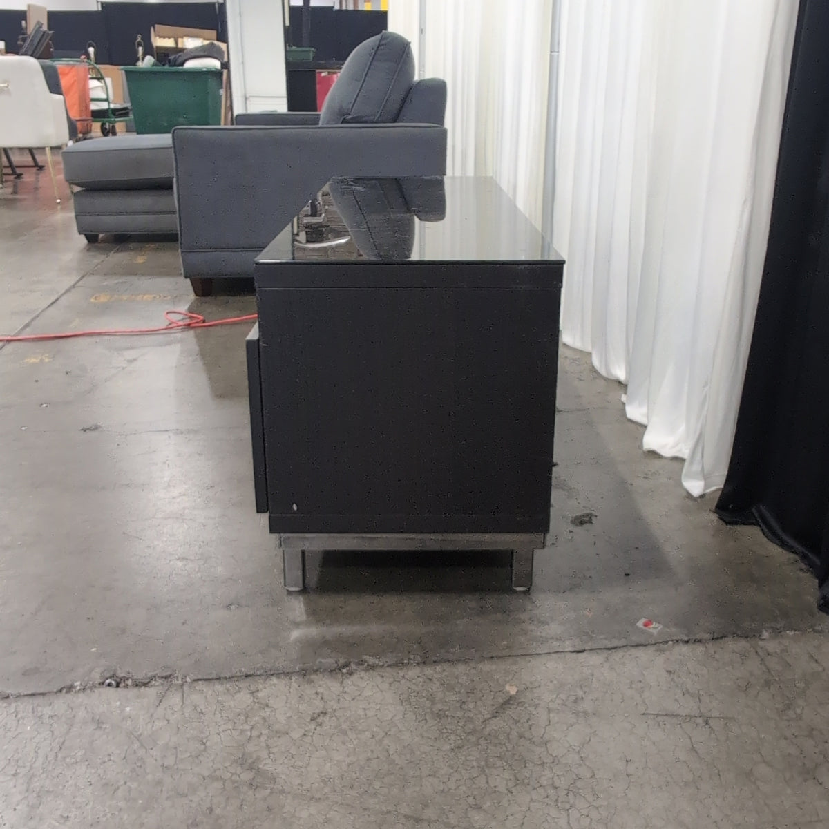 Dark Wood Low Profile TV Stand with Drawer