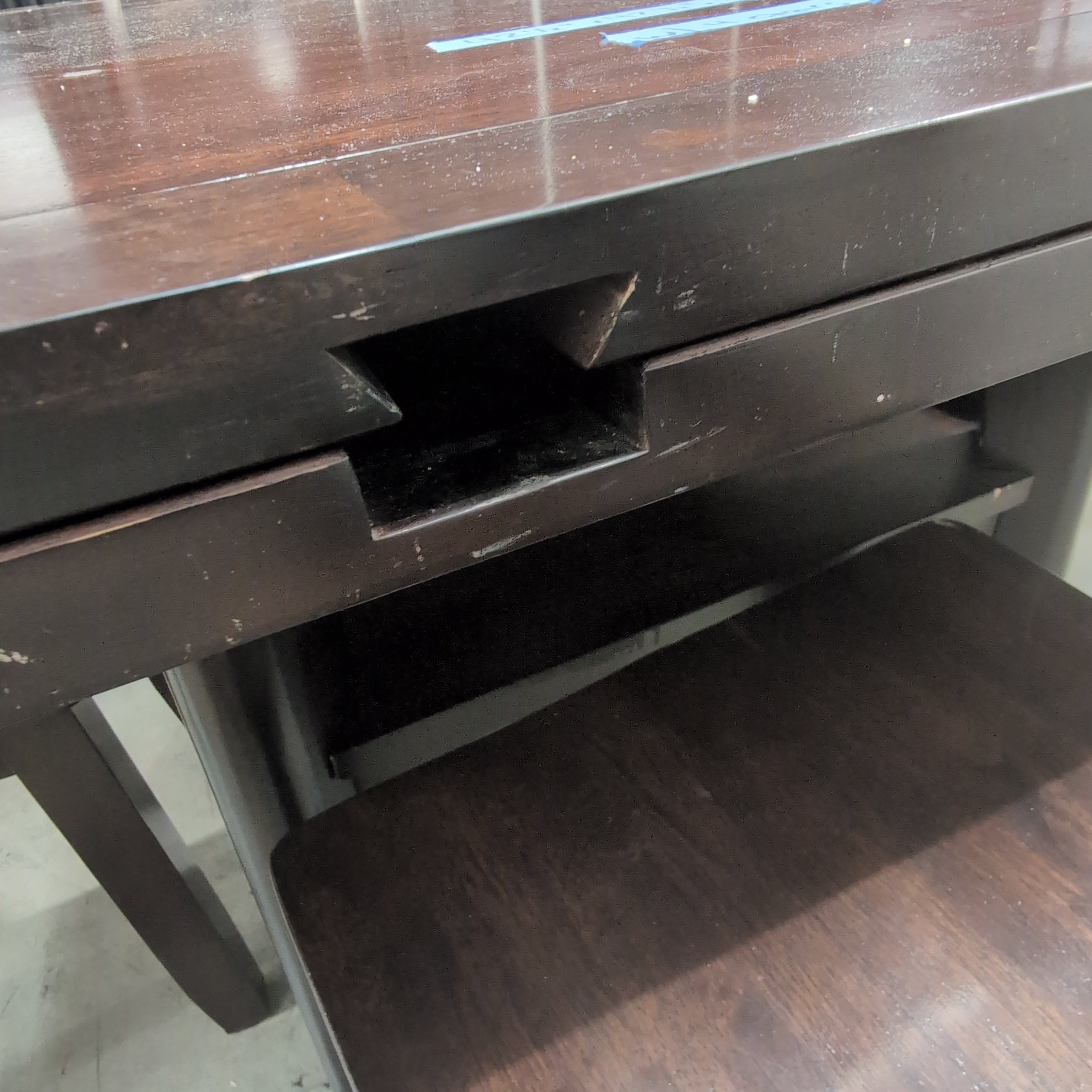 Dark Wood Square Dining Table with Four Chairs