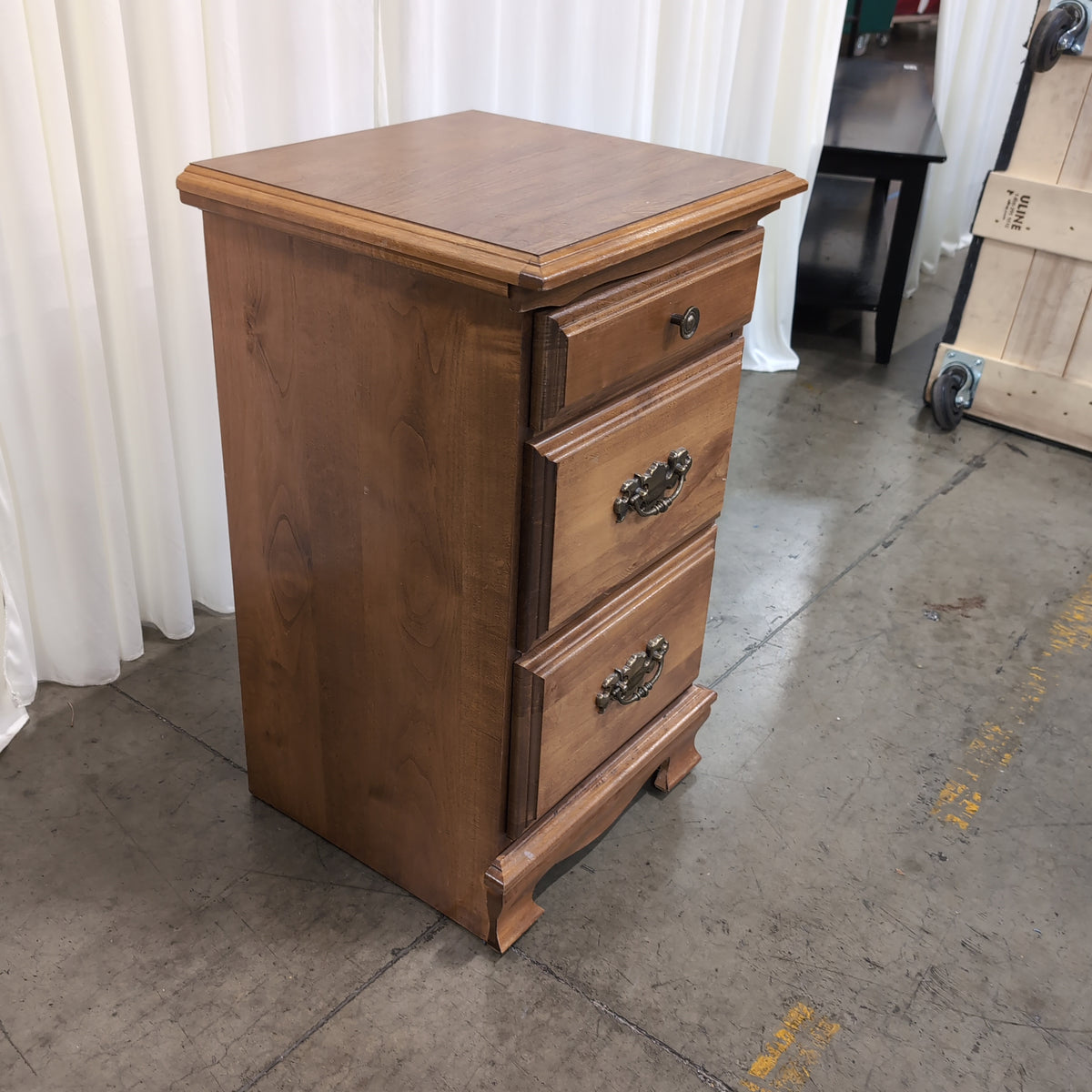 Traditional Style Three-Drawer Nightstand in Wood