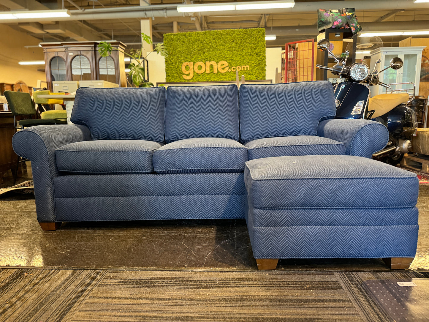 Ethan Allen Spencer Roll-Arm Sofa and Ottoman