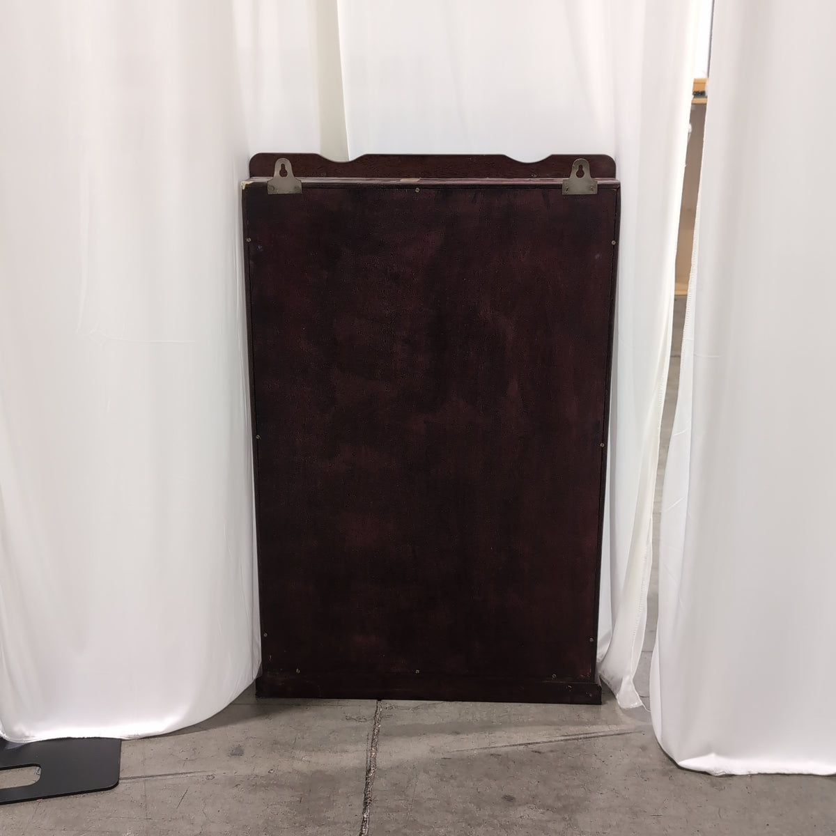 Reddish Brown Wood Display Case with Intricate Shelving