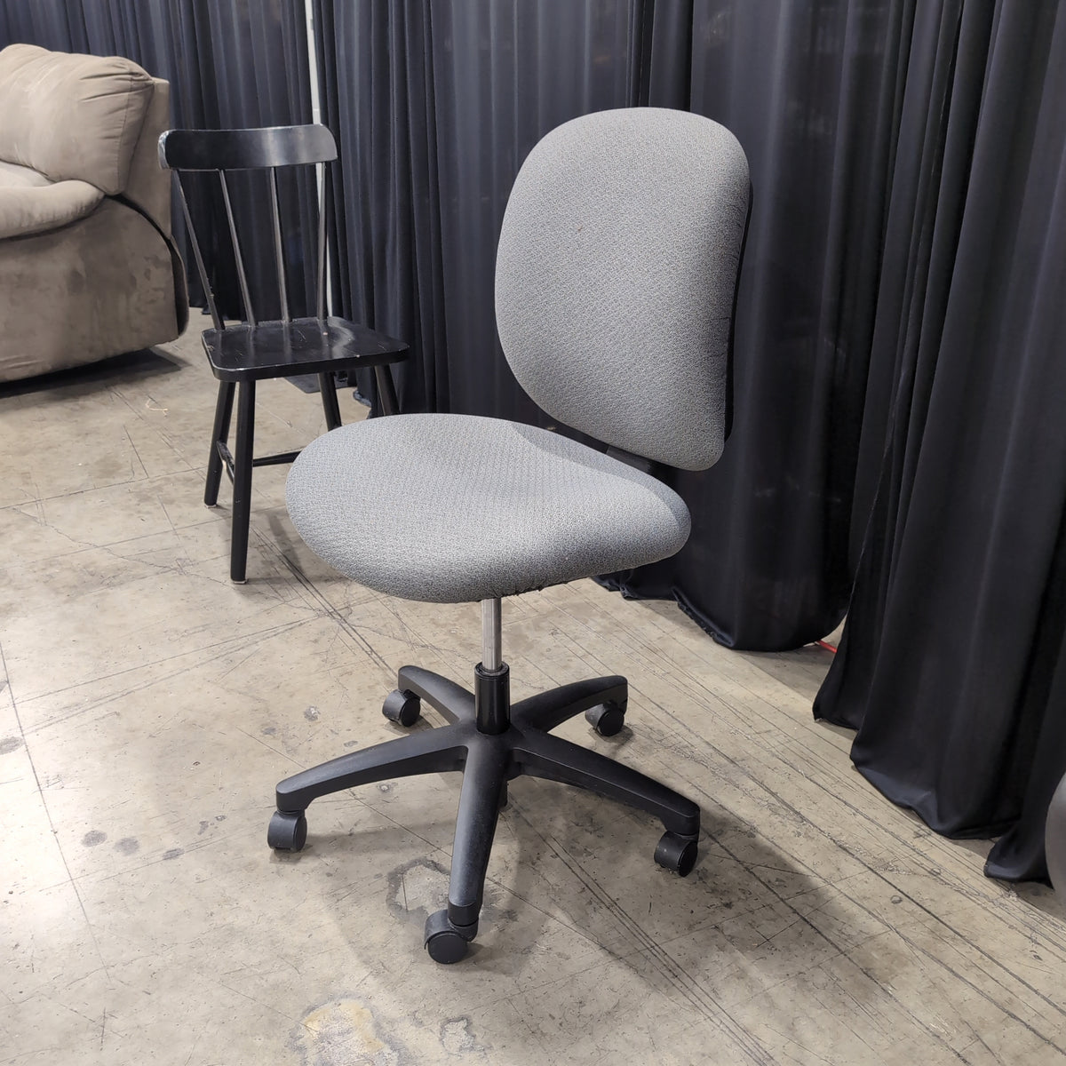 Grey Upholstered Swivel Office Chair