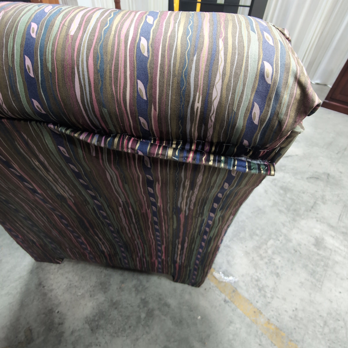 Multi-Color Striped Fabric Armless Chair