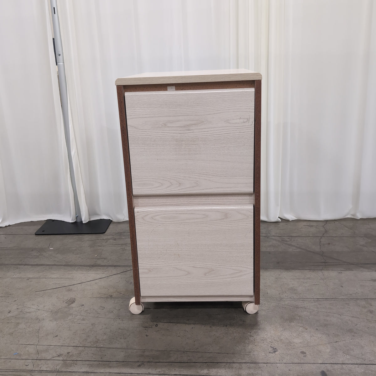 Light Wood Grain Two-Drawer Nightstand