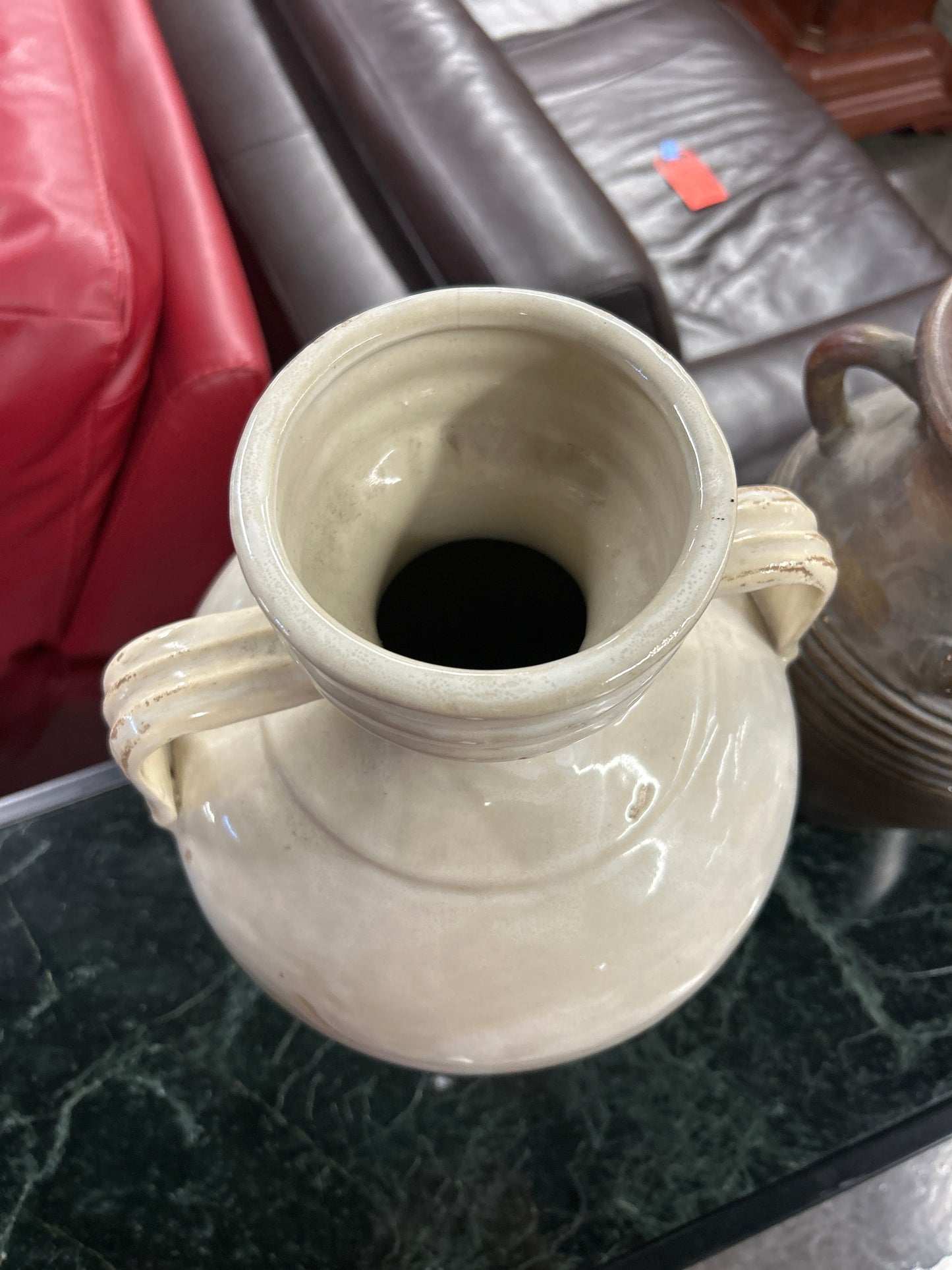 Decorative Cream Colored Vase with Handles