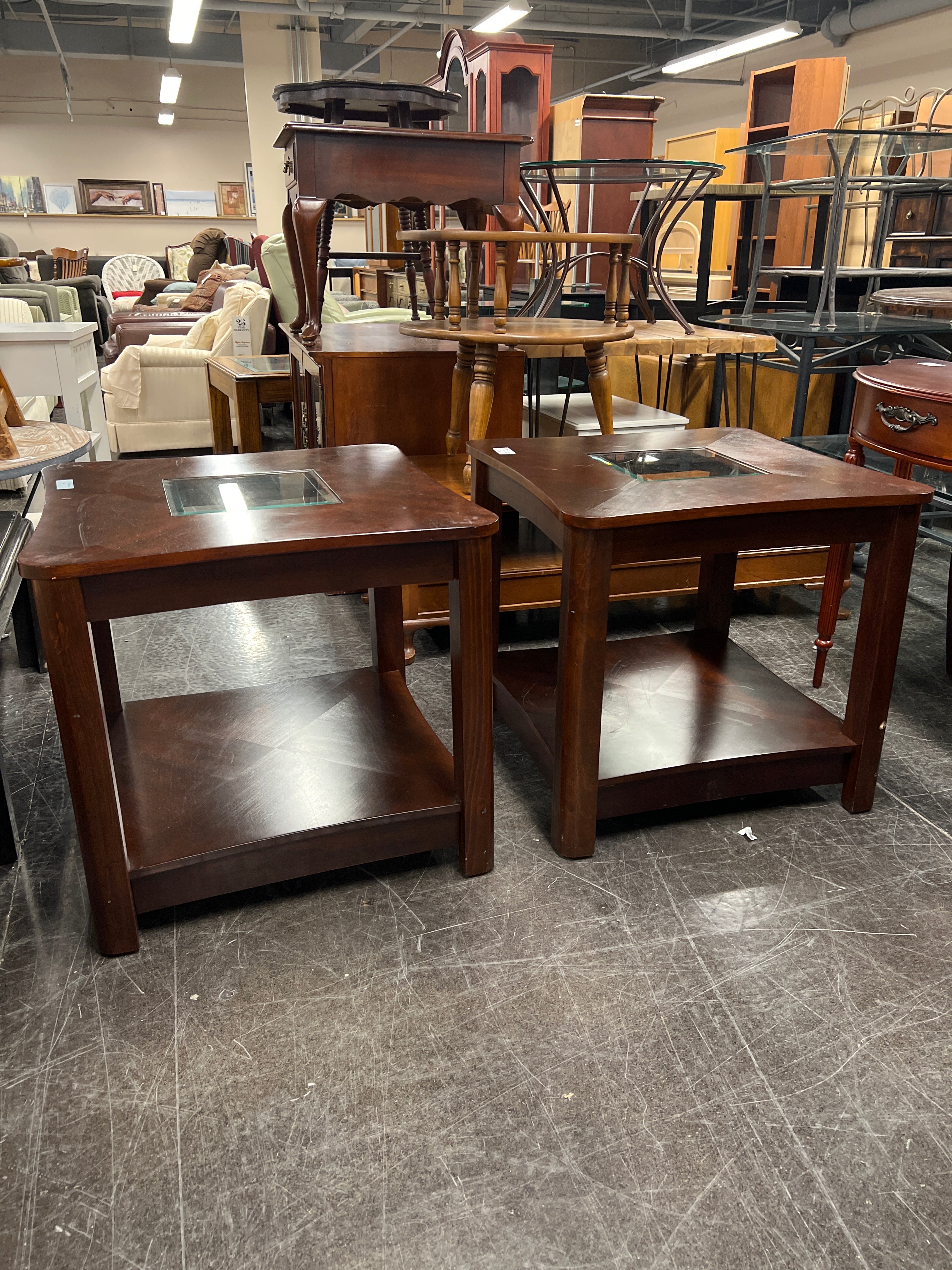 Pair of Dark Wood Side Table