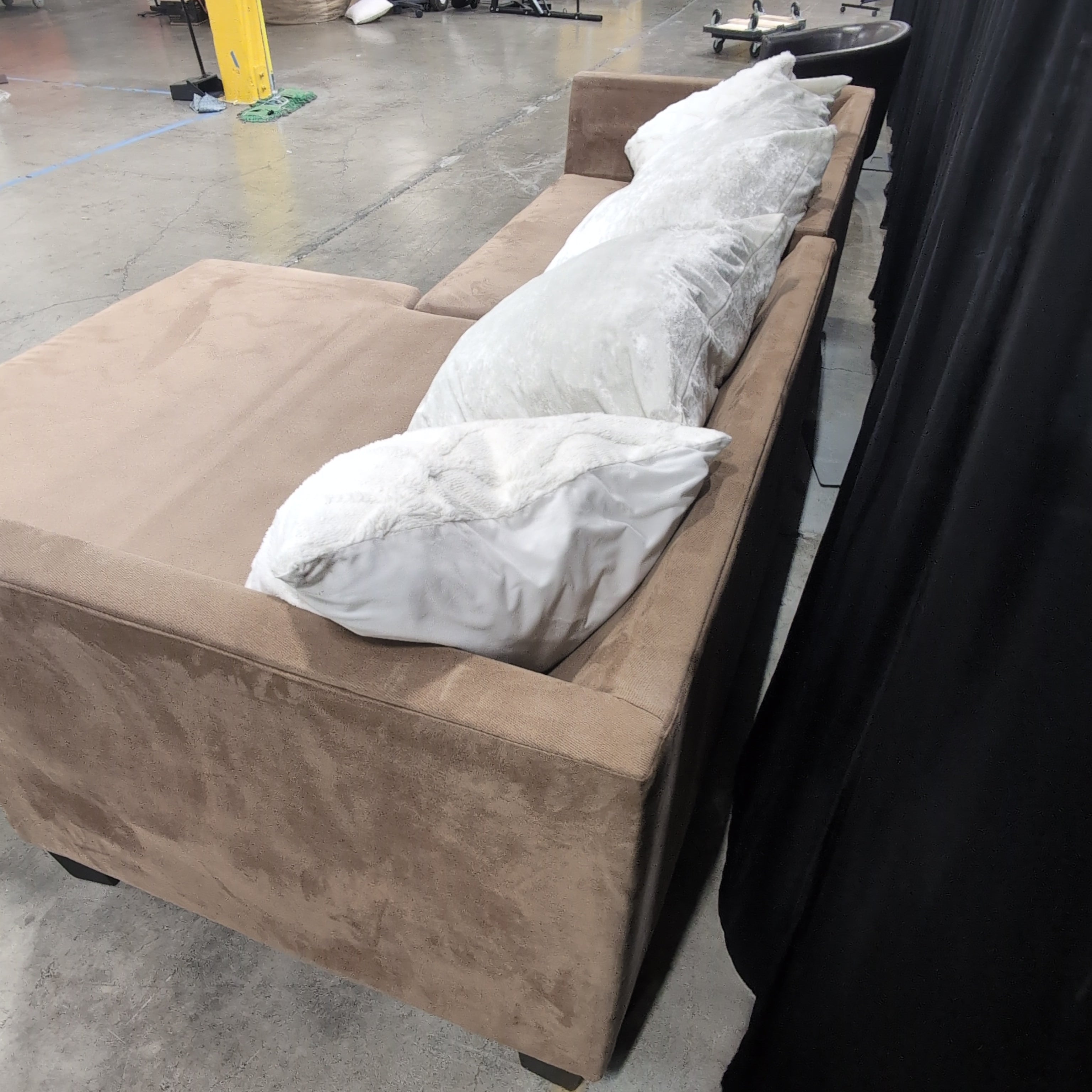 Brown Microfiber L-Shaped Sectional Couch