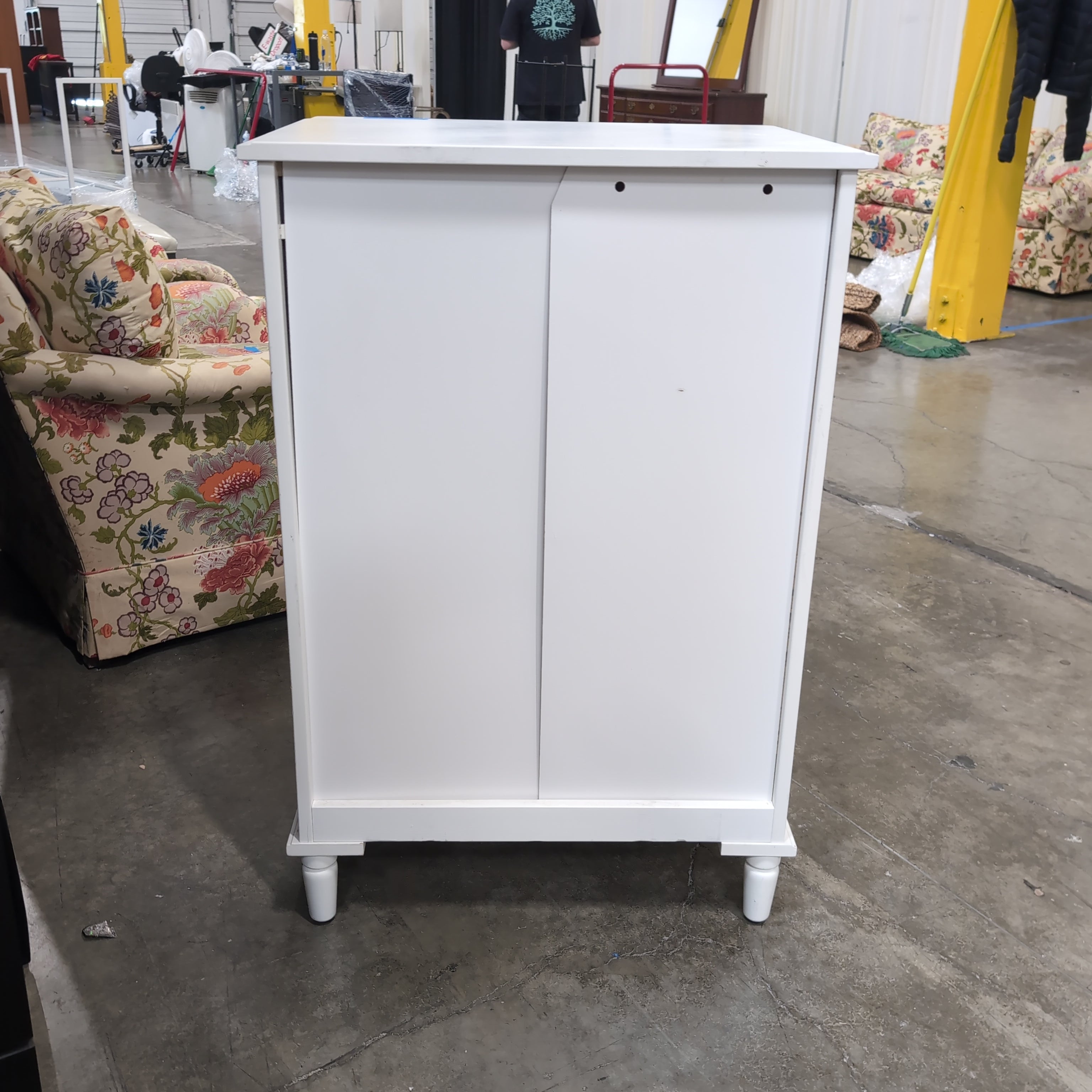 White Four-Drawer Dresser with Silver Pulls