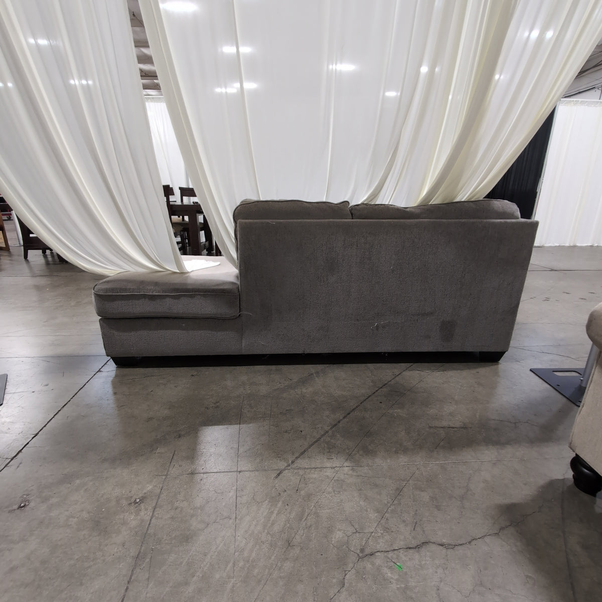 Grey L-Shaped Sectional Couch with Chaise Lounge