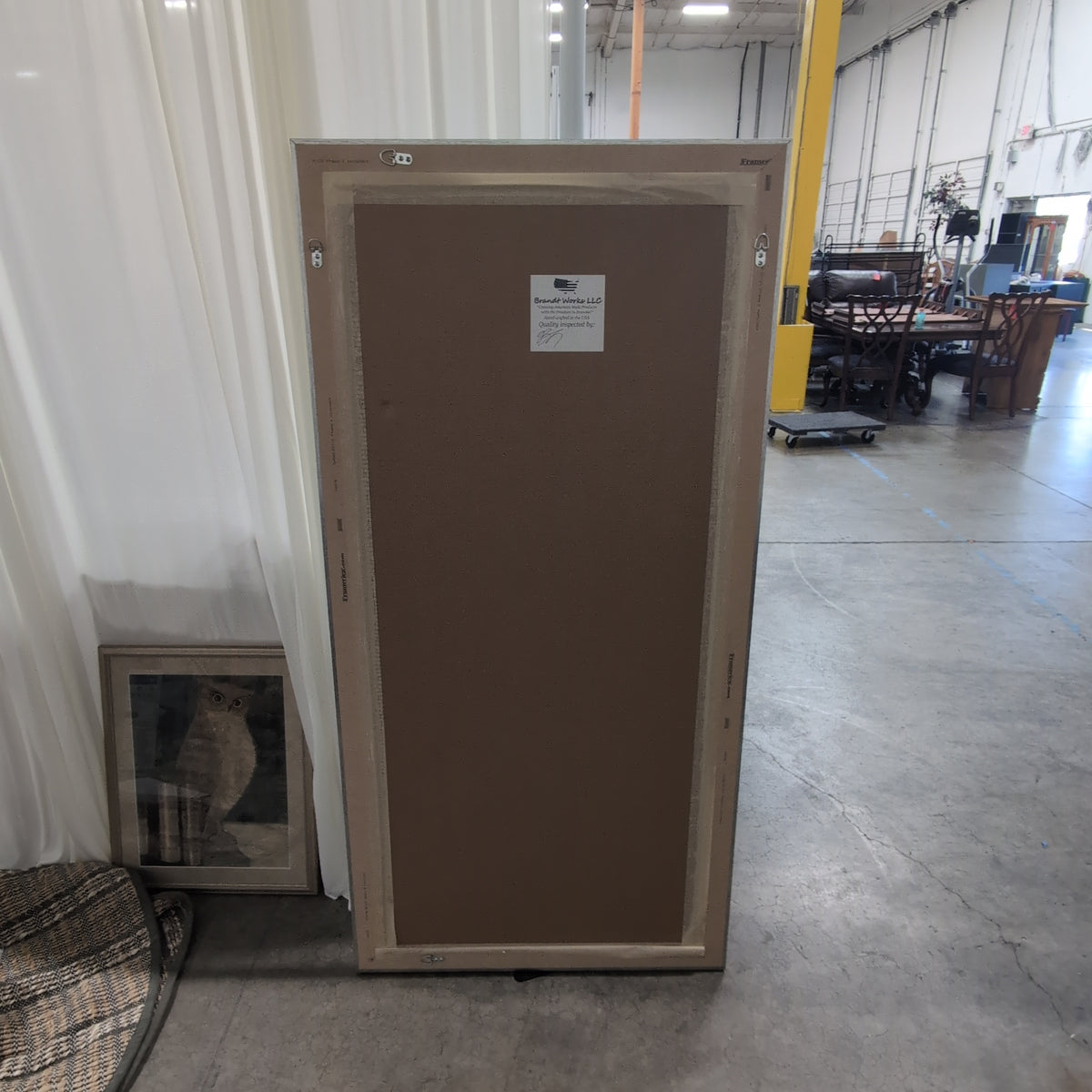 Rectangular Greyish-Brown Full-Length Mirror with Wood-Look Frame