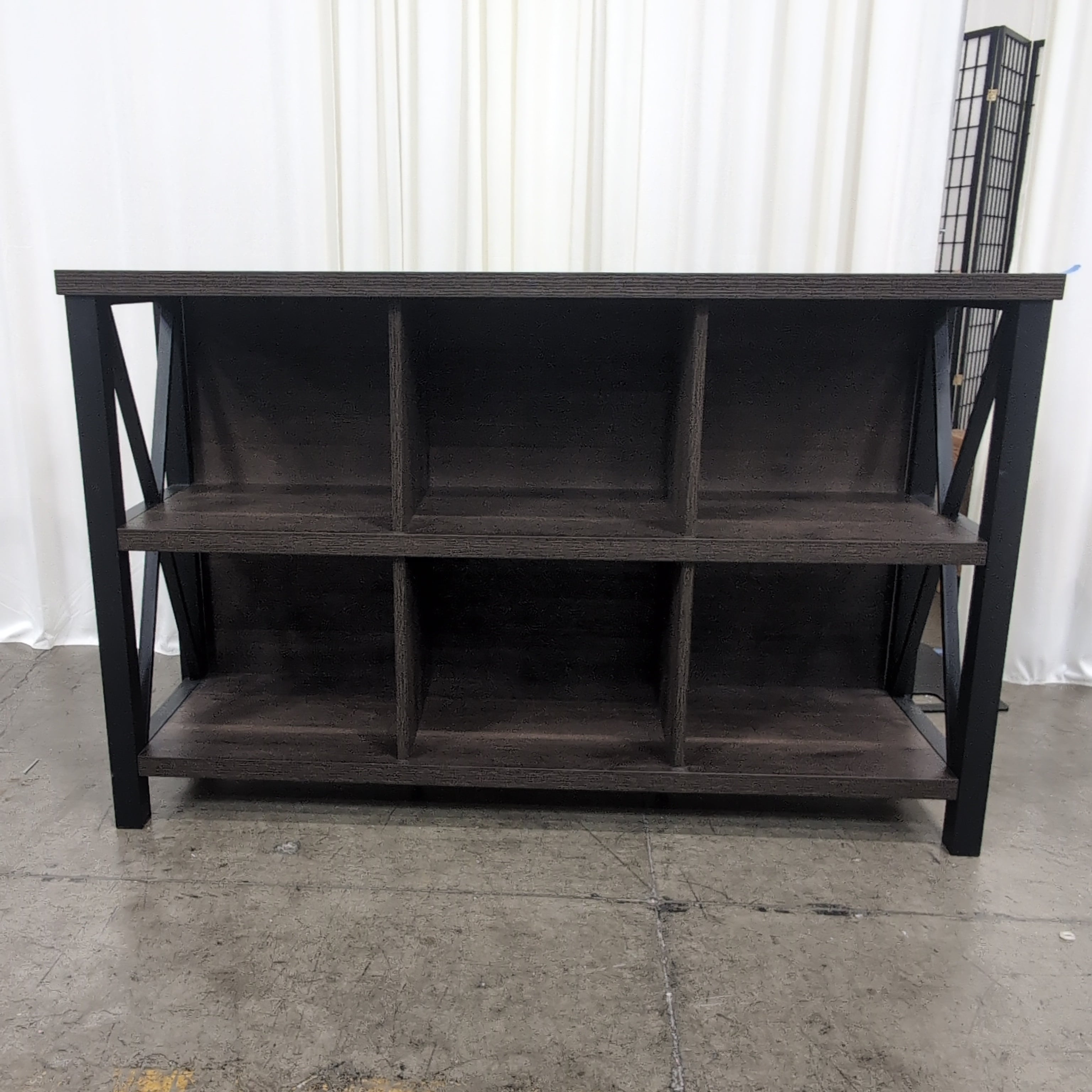 Industrial Dark Espresso Wood TV Stand