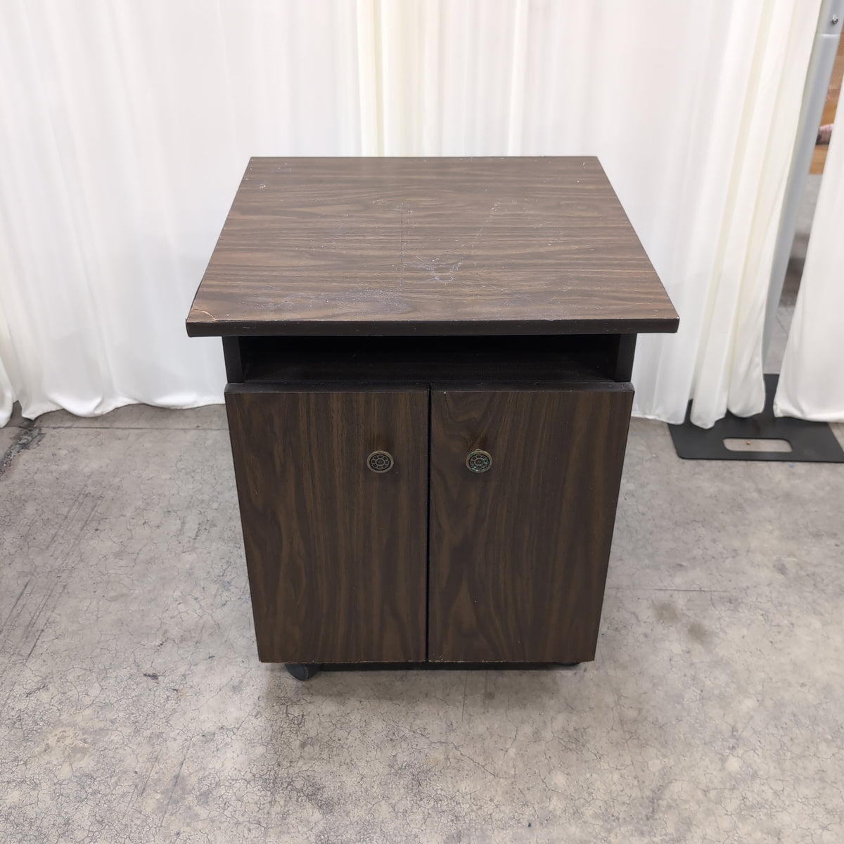 Dark Wood Two-Door Storage End Table