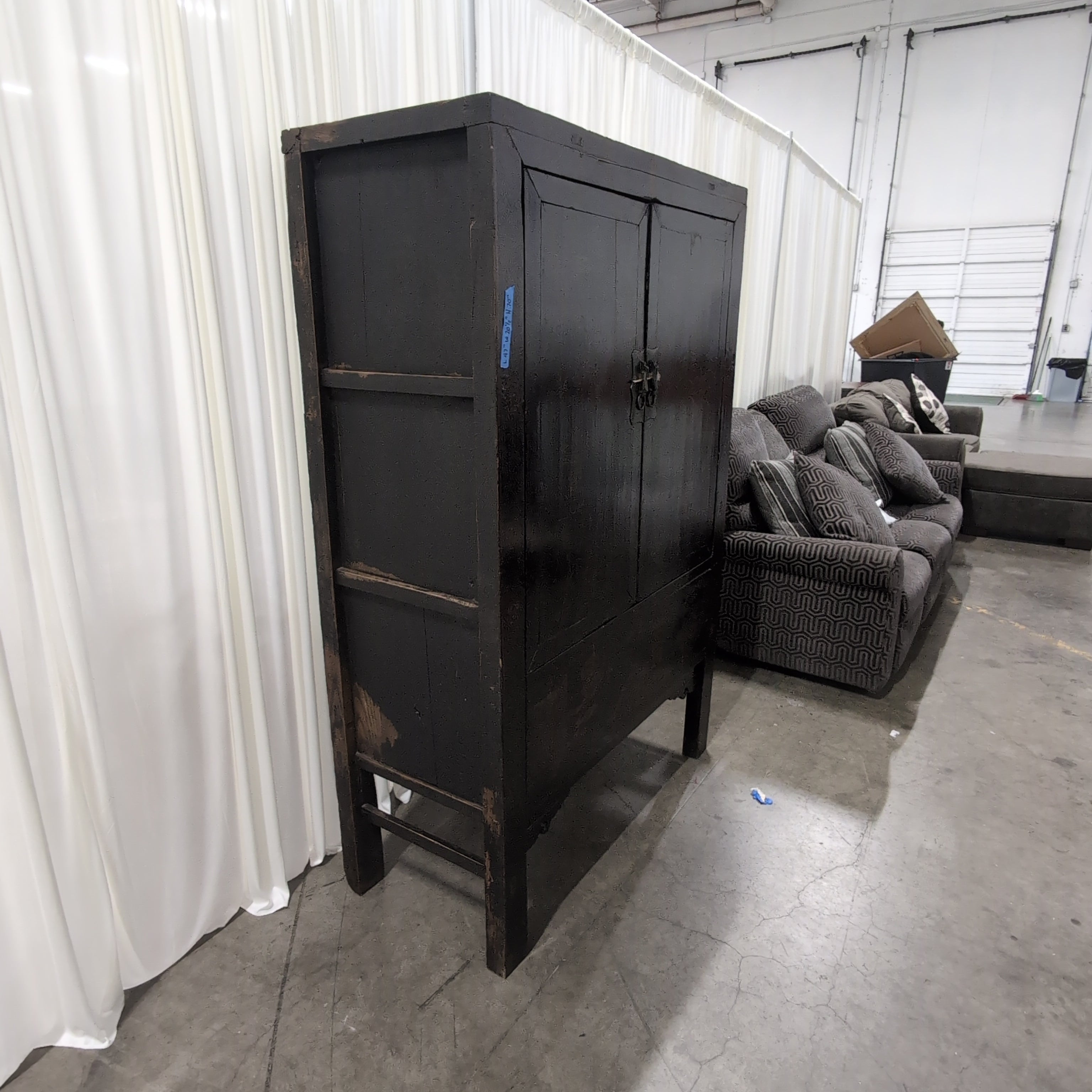 Black Lacquer Oriental Two-Door Armoire