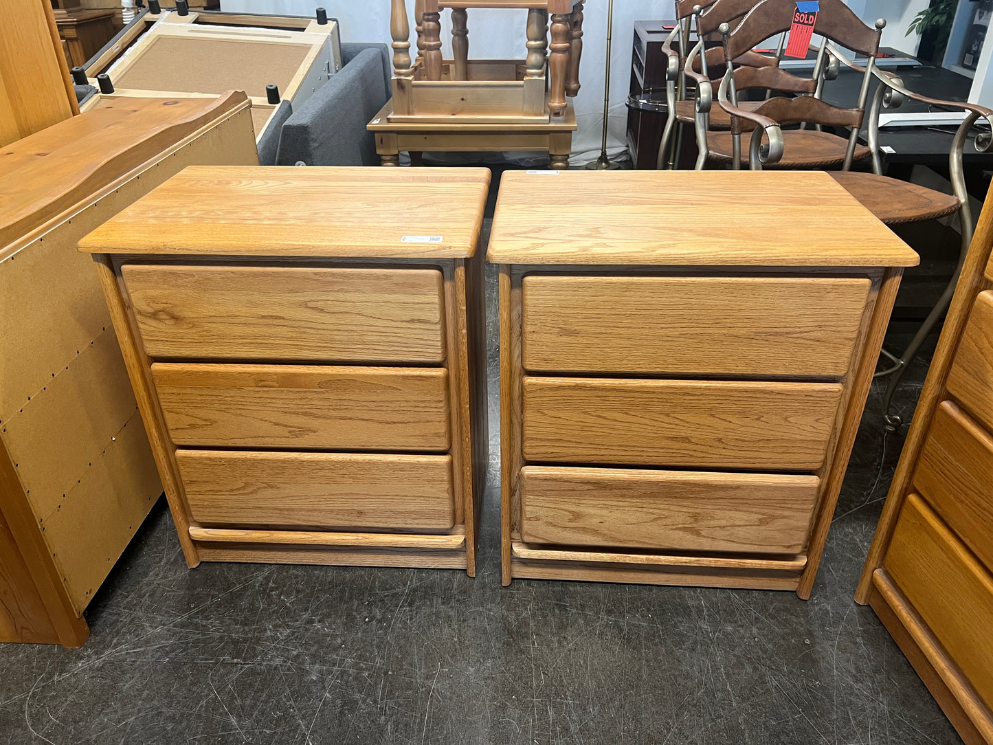 Small Oak Night Stand with Three Drawers