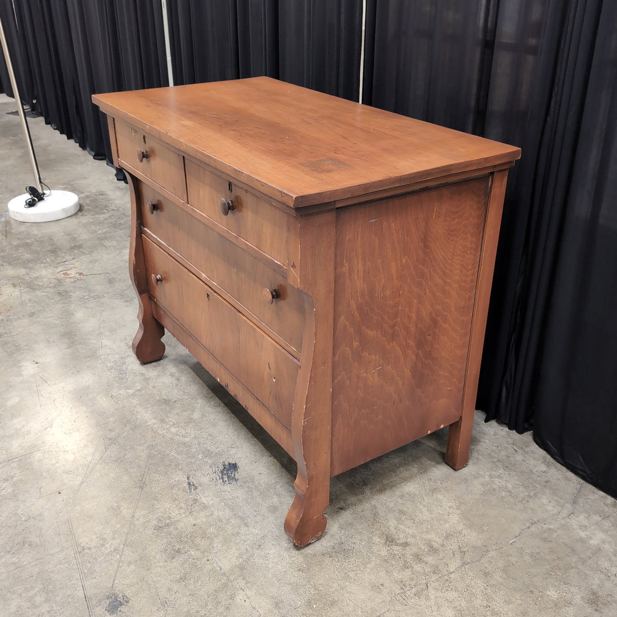 Brown Stained Wood Two-Over-Two Drawer Dresser