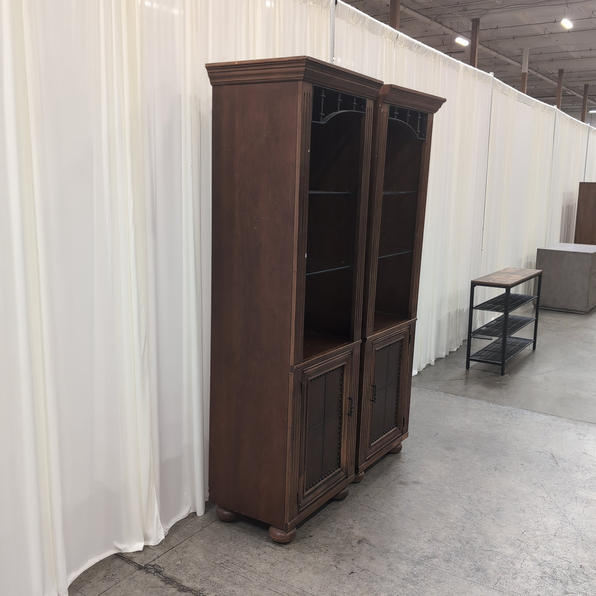 Dark Wood Traditional China Cabinet with Glass Shelves