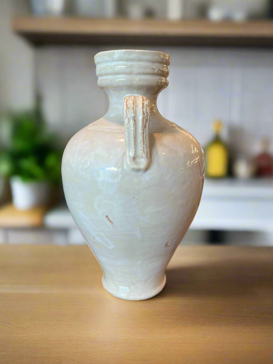 Decorative Cream Colored Vase with Handles