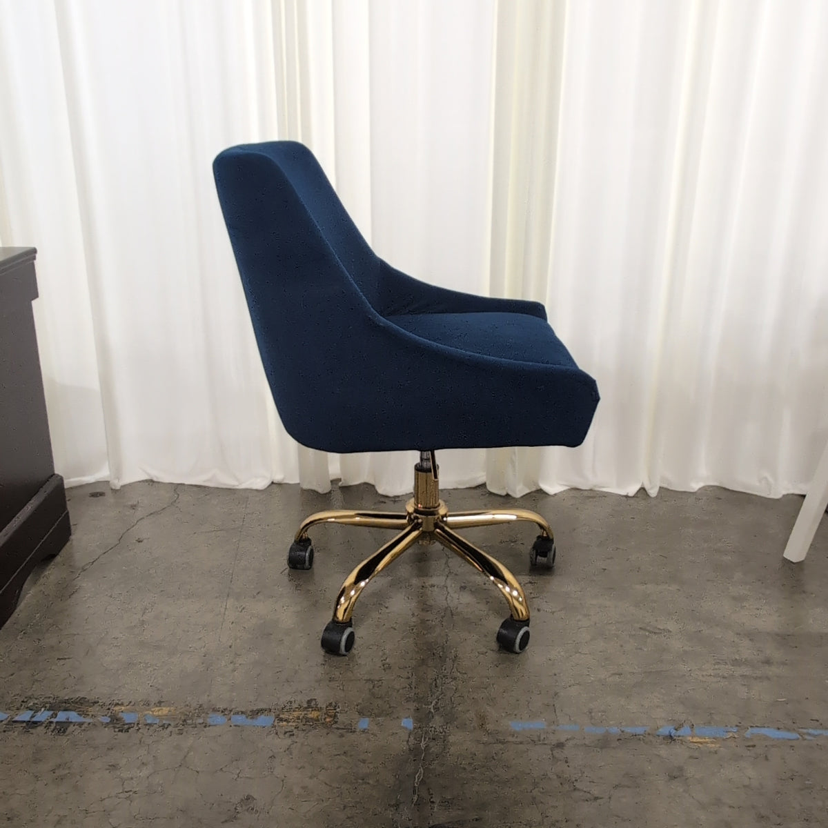Deep Blue Velvet Swivel Office Chair