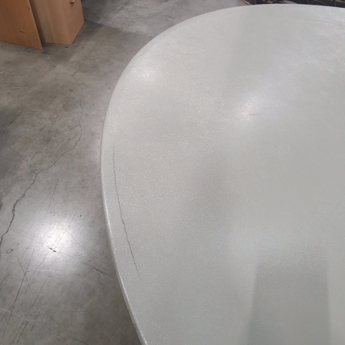 Round Grey Plastic Folding Table with Black Metal Legs