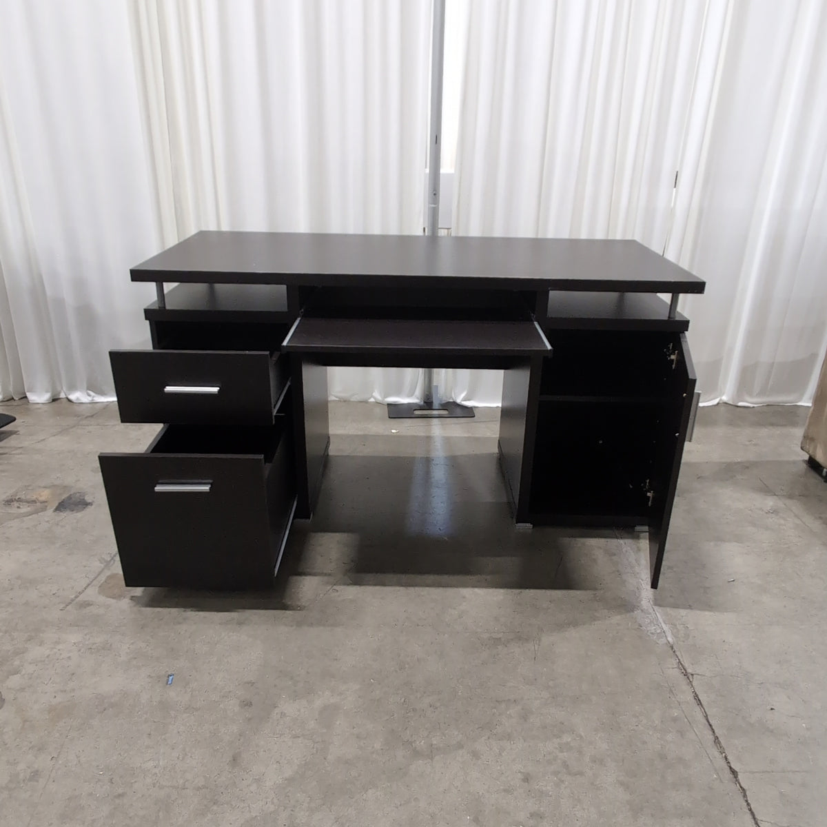 Dark Brown Laminate Office Desk with Storage