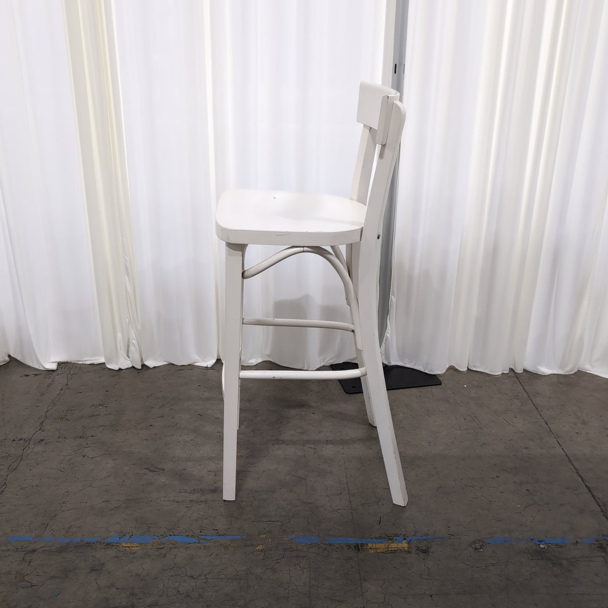 Pair of White Wood Bar Stools with Backs