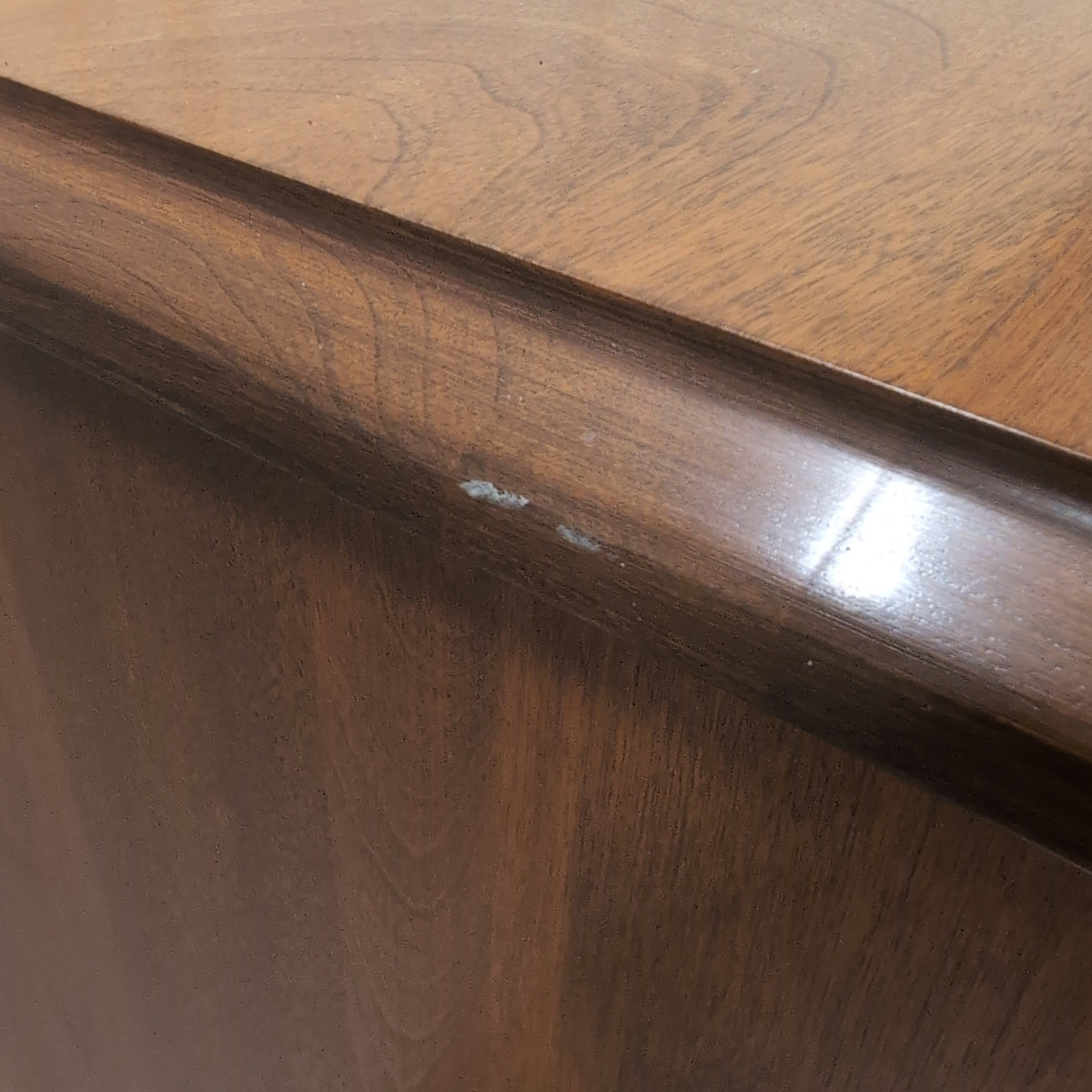 Cherry-Stained Wood Five-Drawer Dresser with Ornate Pulls
