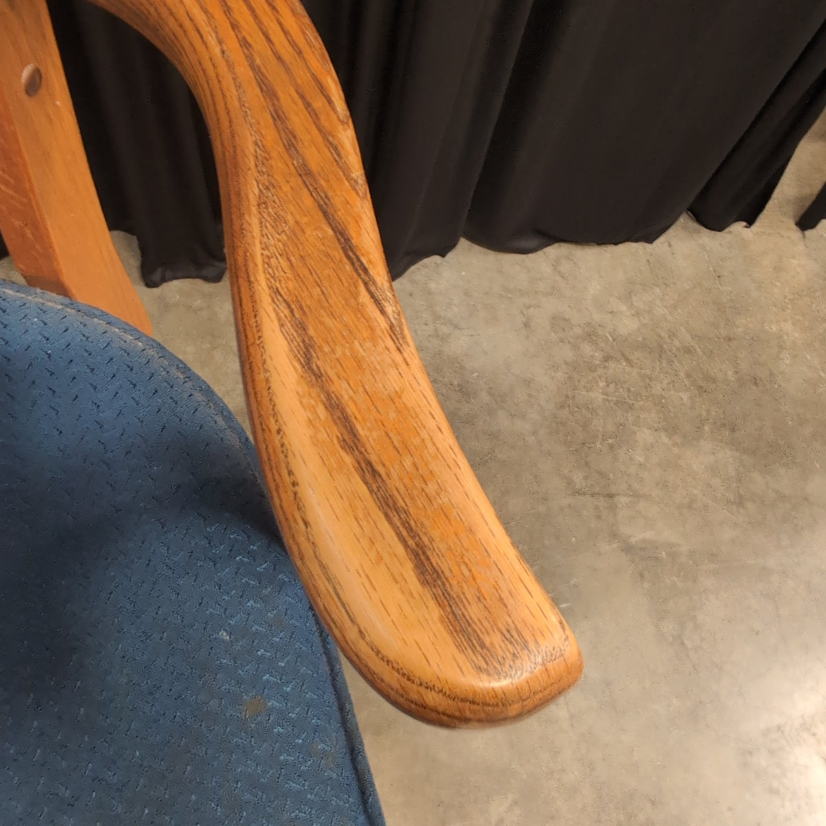Wood Frame Dark Upholstered Bar Stool with Curved Arms