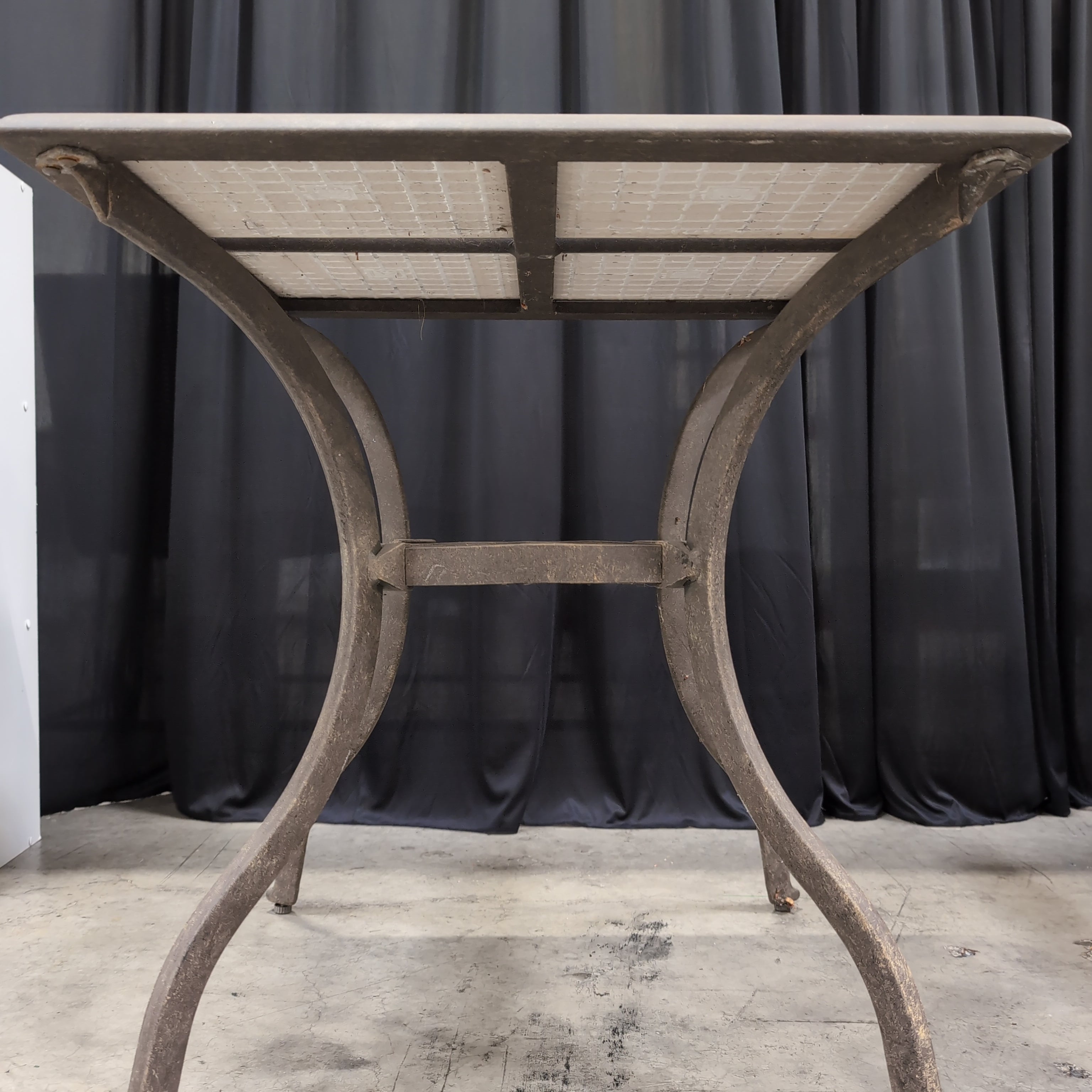 Square Tile Top Outdoor Table with Metal Base