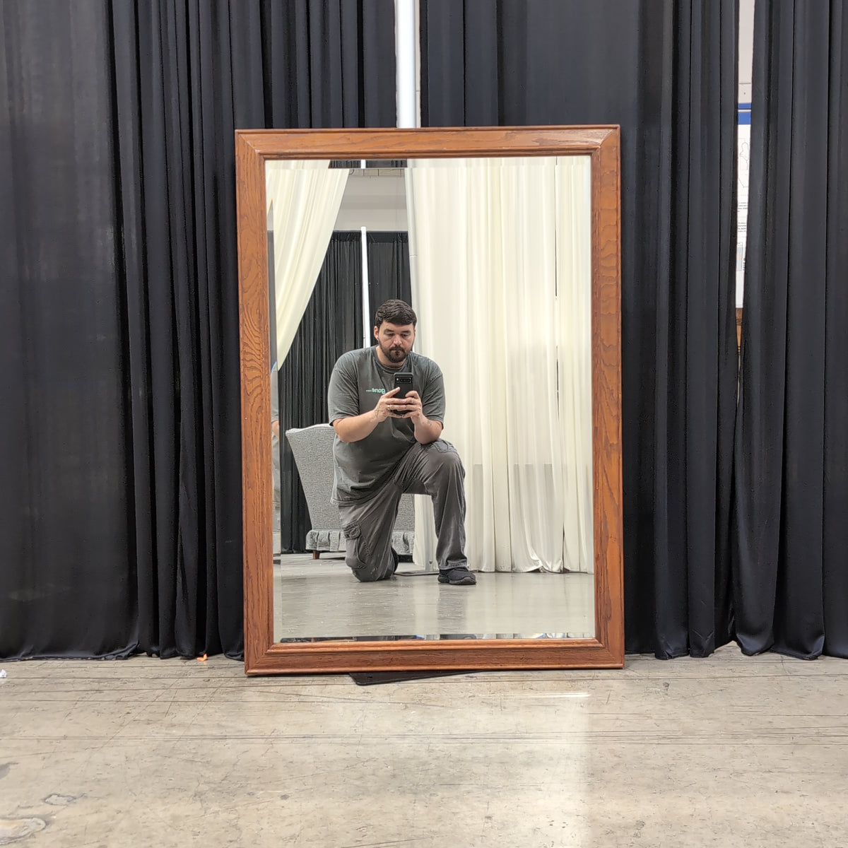 Rectangular Brown Wood Frame Mirror