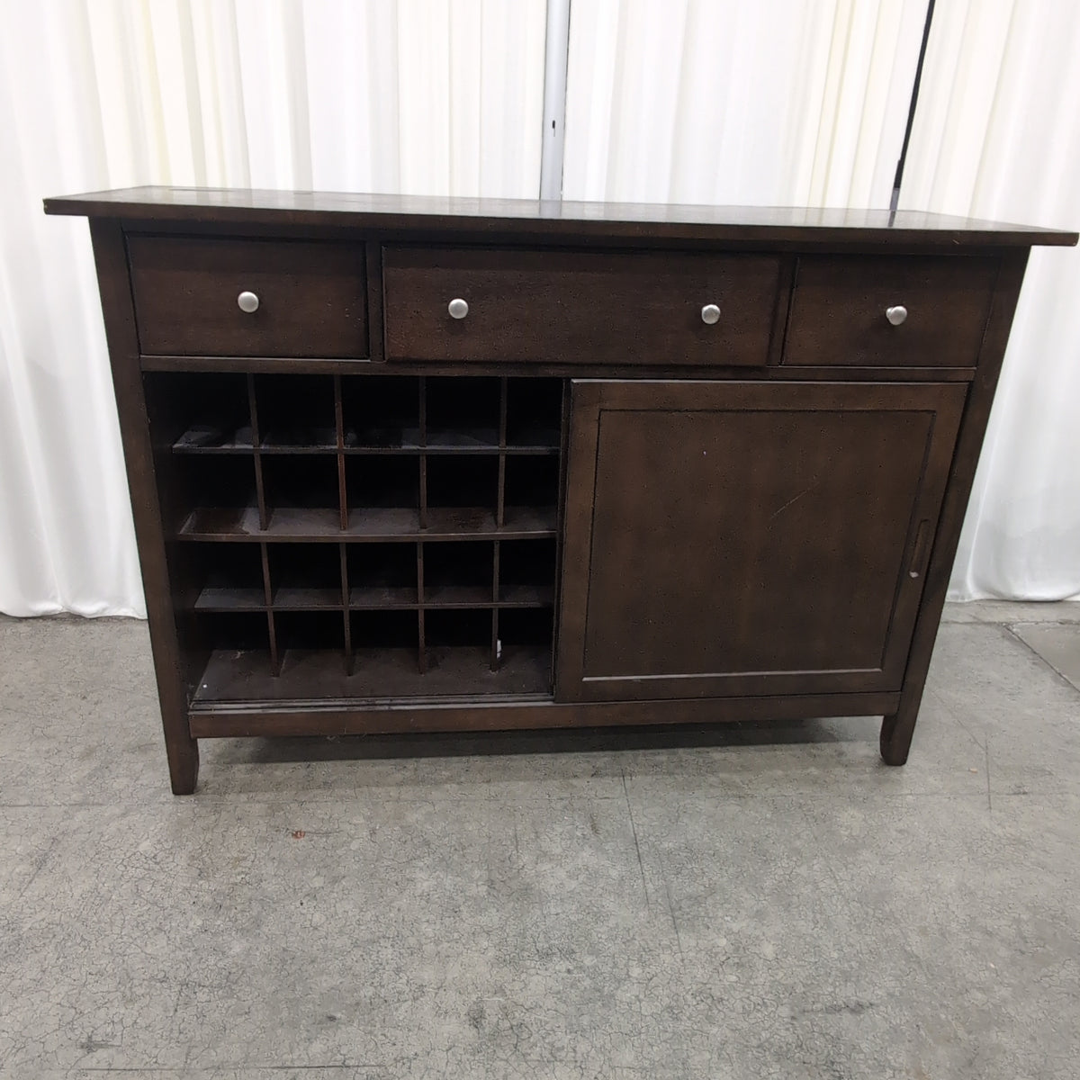 Dark Brown Wood Buffet with Sliding Door