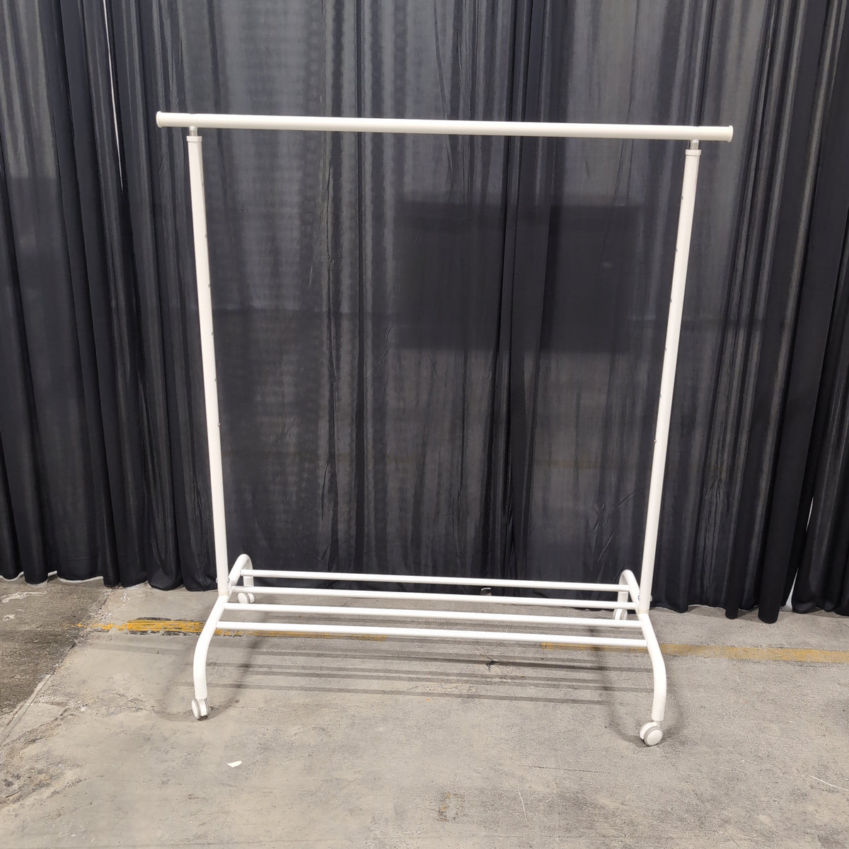White Metal Clothes Rack with Bottom Shelf