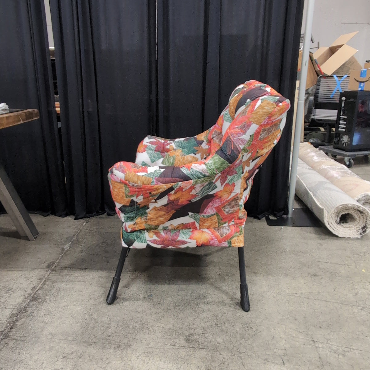 Multi-Color Autumn Leaf Pattern Upholstered Chair