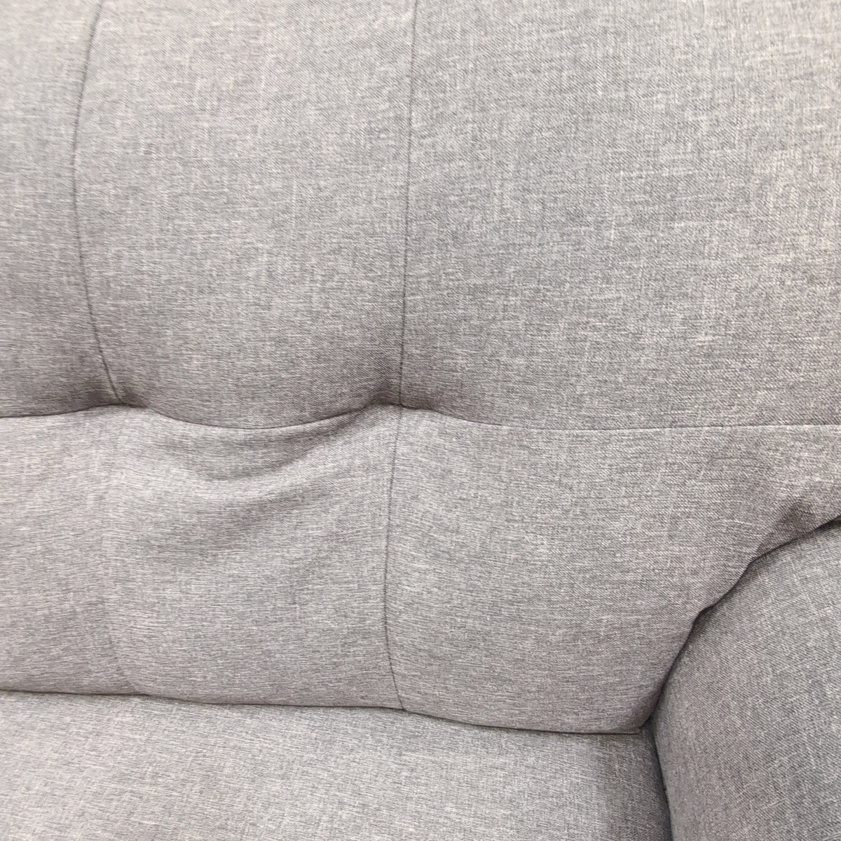Grey Fabric Tufted Back Couch with Rolled Arms