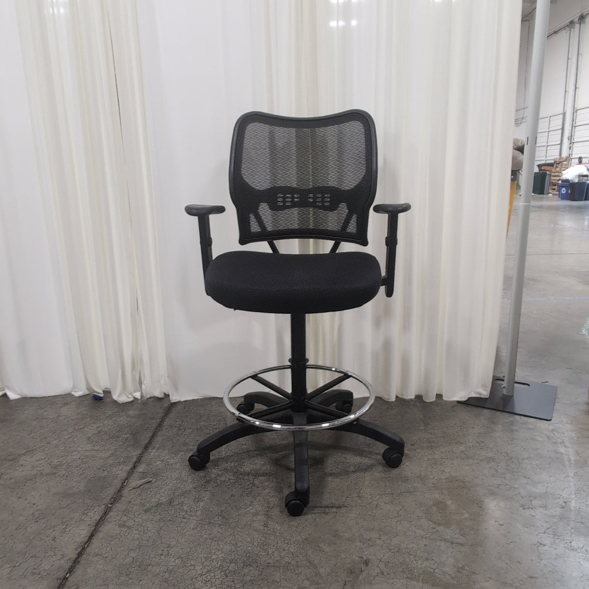 Black Mesh Back Drafting Chair with Foot Ring