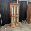 Traditional Medium Oak Wood China Cabinet with Ornate Hardware