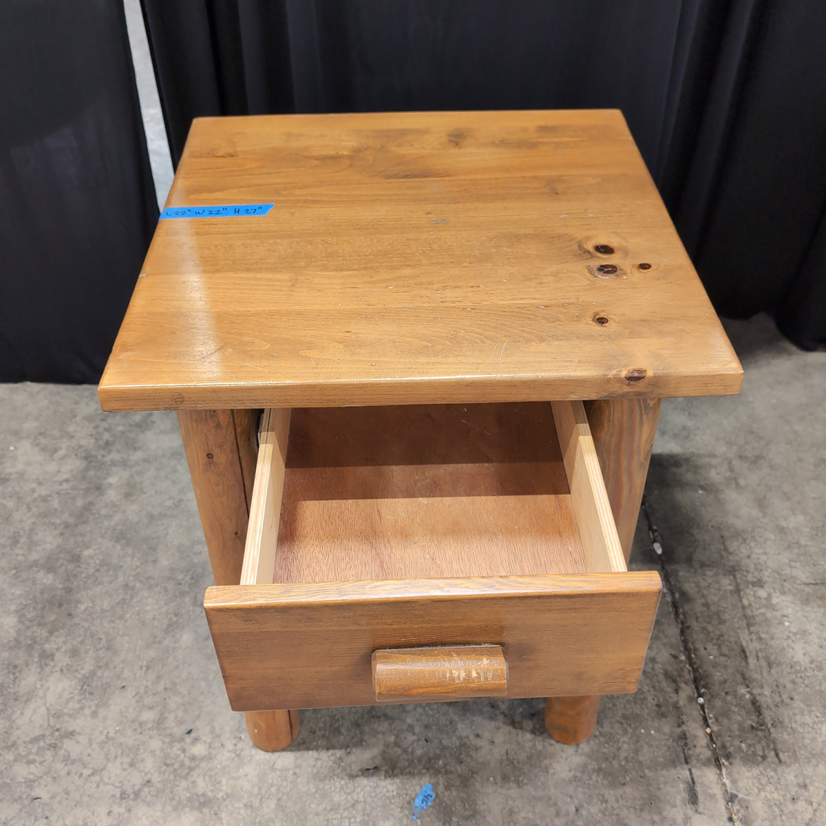 Rustic Honey Wood End Table with Chunky Legs