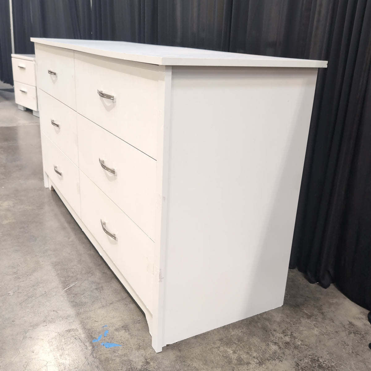 White Five-Drawer Dresser with Curved Handles