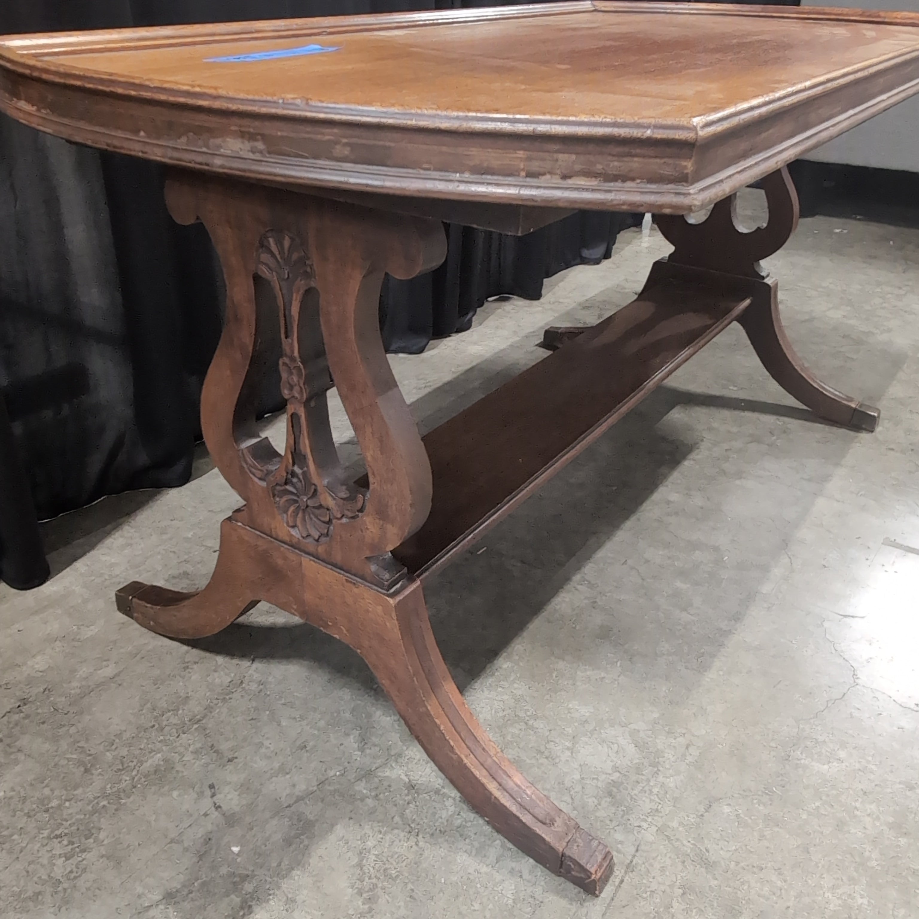 Traditional Brown Wood Console Table with Tray Top