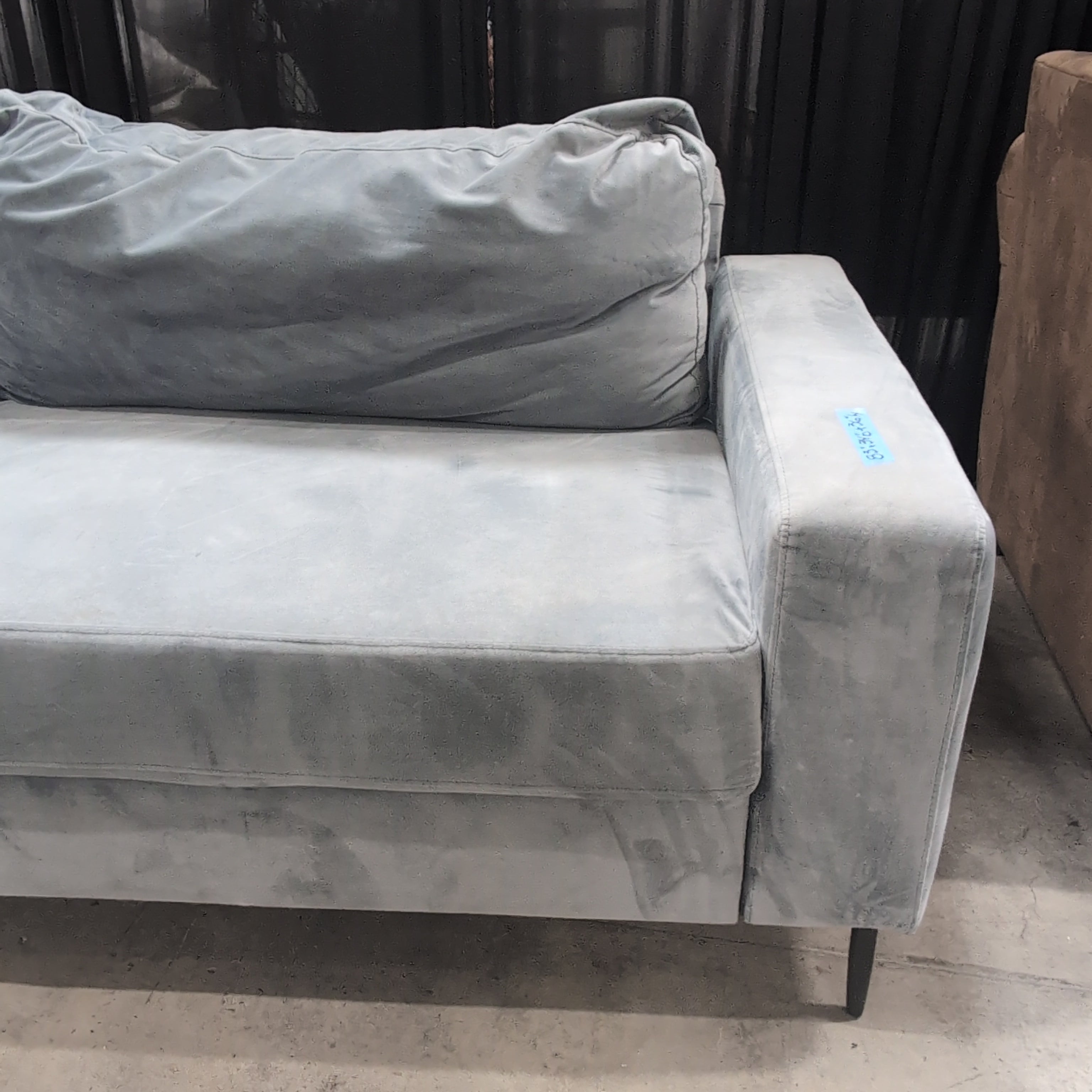 Grey Velvet Track Arm Couch