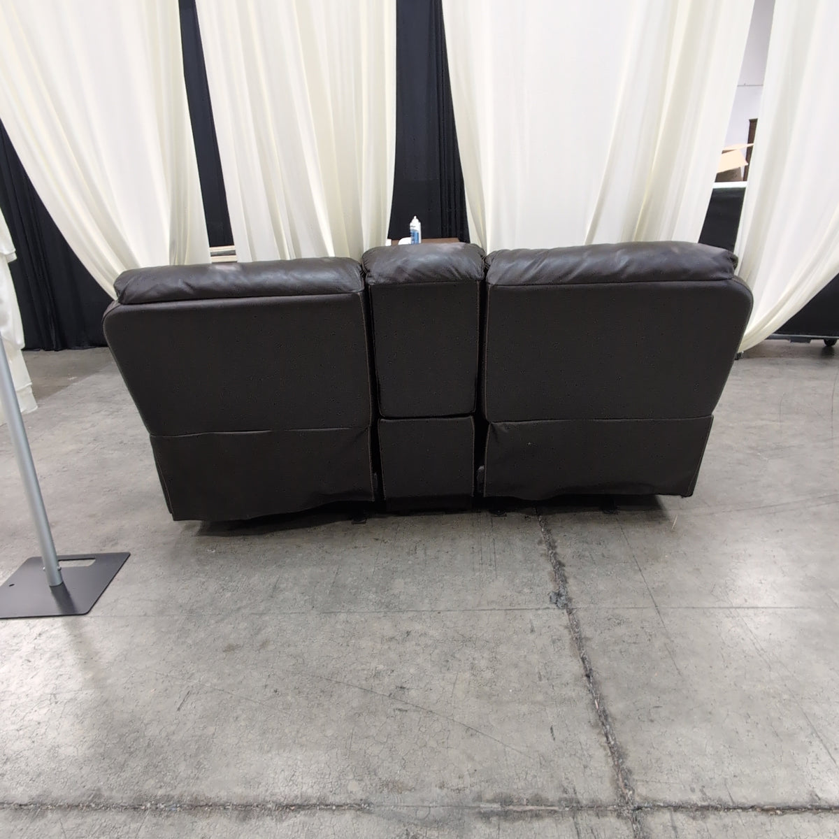 Man Wah Furniture Dark Brown Faux Leather Reclining Couch with Console