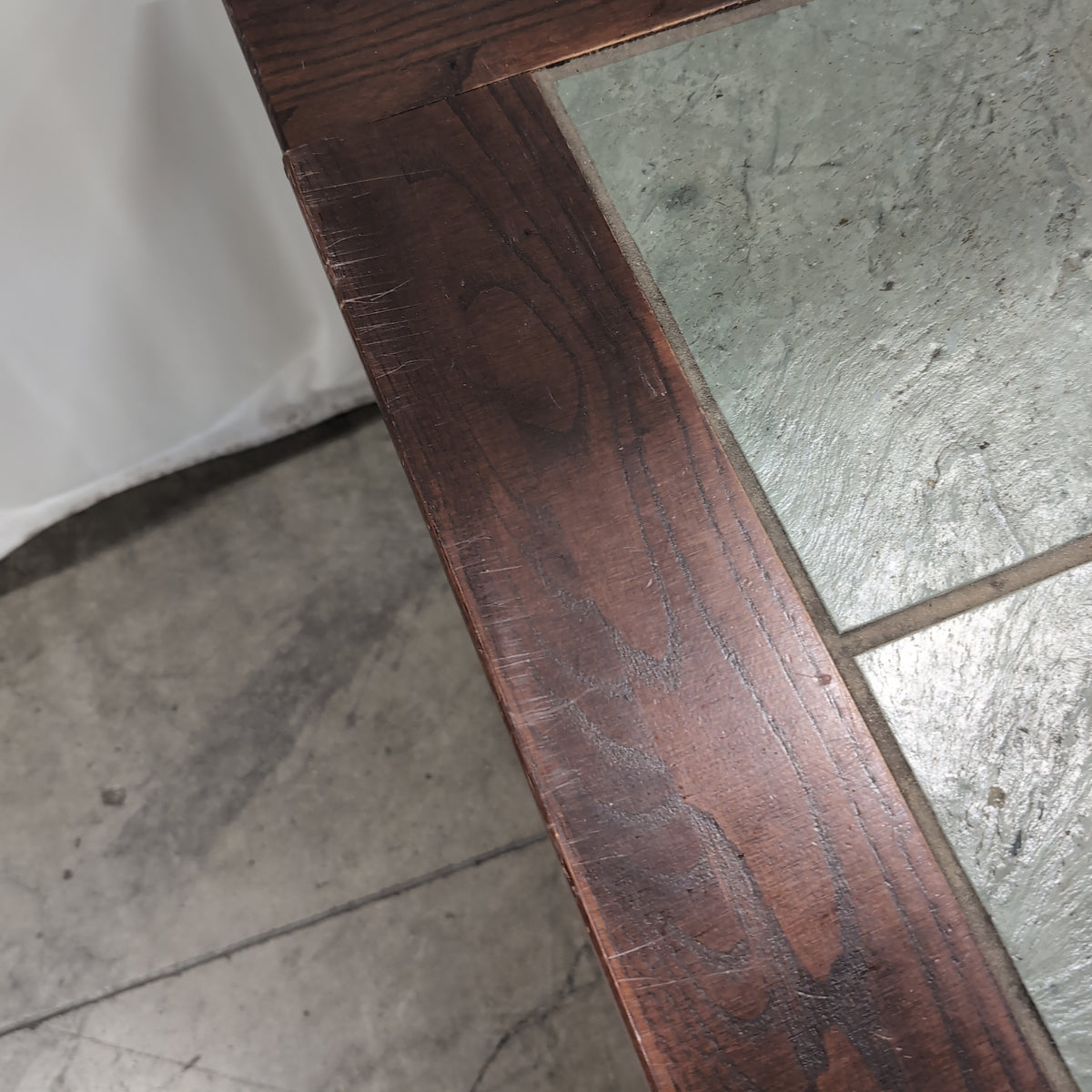 Dark Wood Rectangular Coffee Table with Tile Top