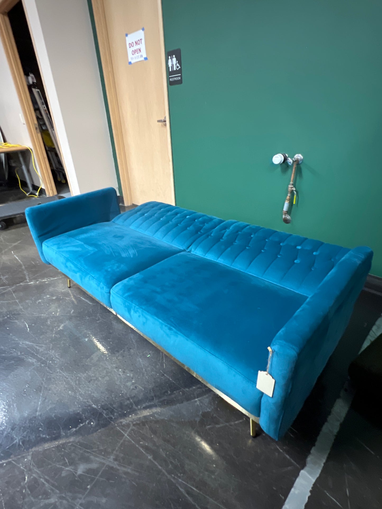 Teal Tufted Velvet Sofa