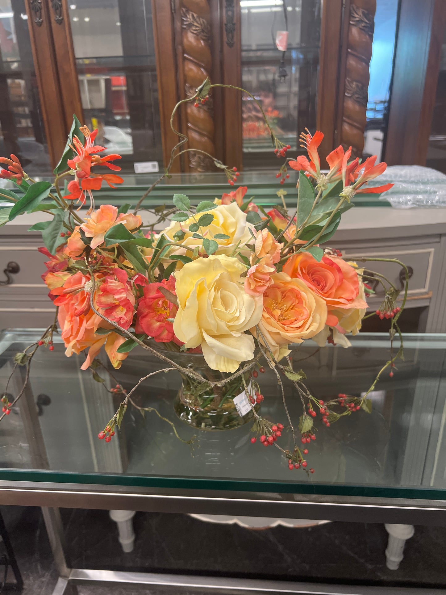 Artificial bouquet of flowers in Vase