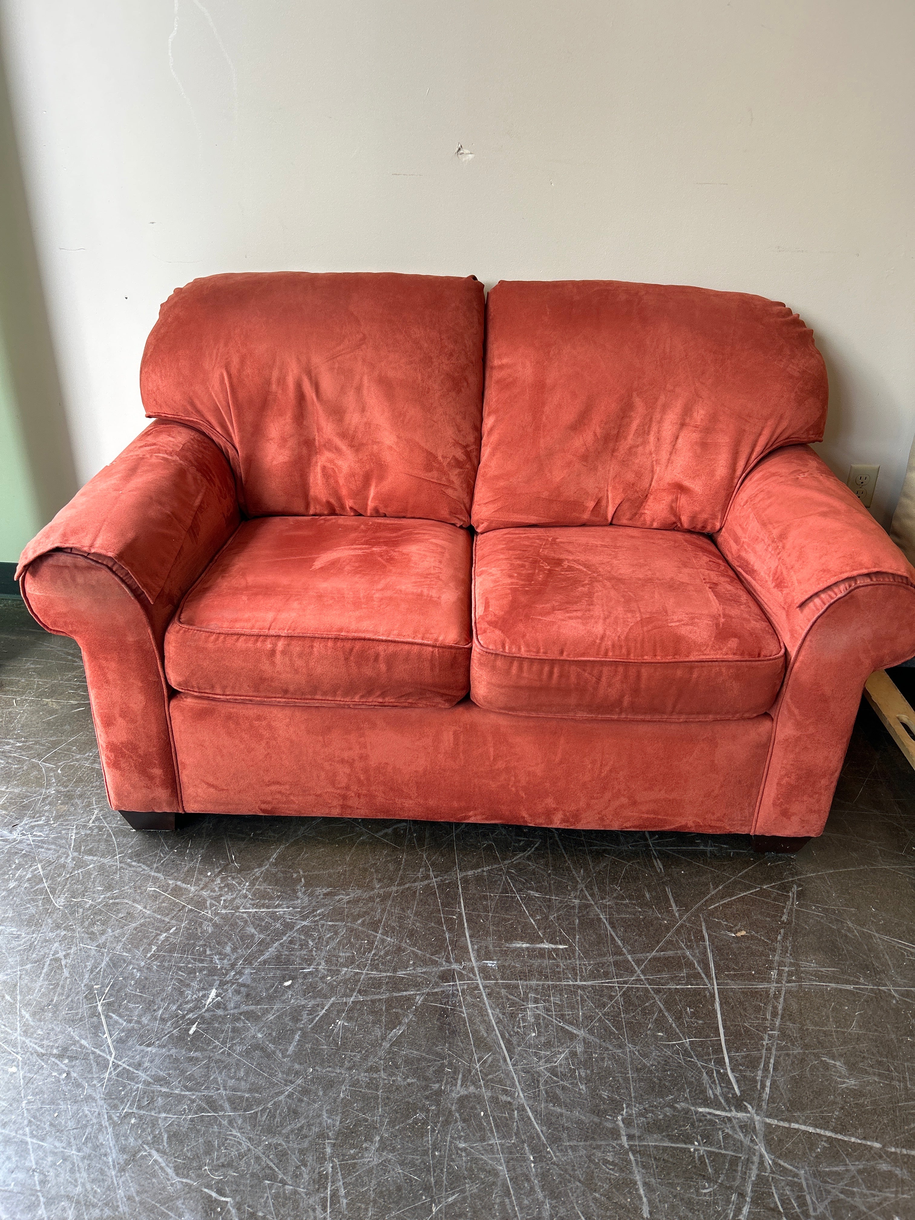 Sleep Haven by Flexsteel Red Suede Loveseat