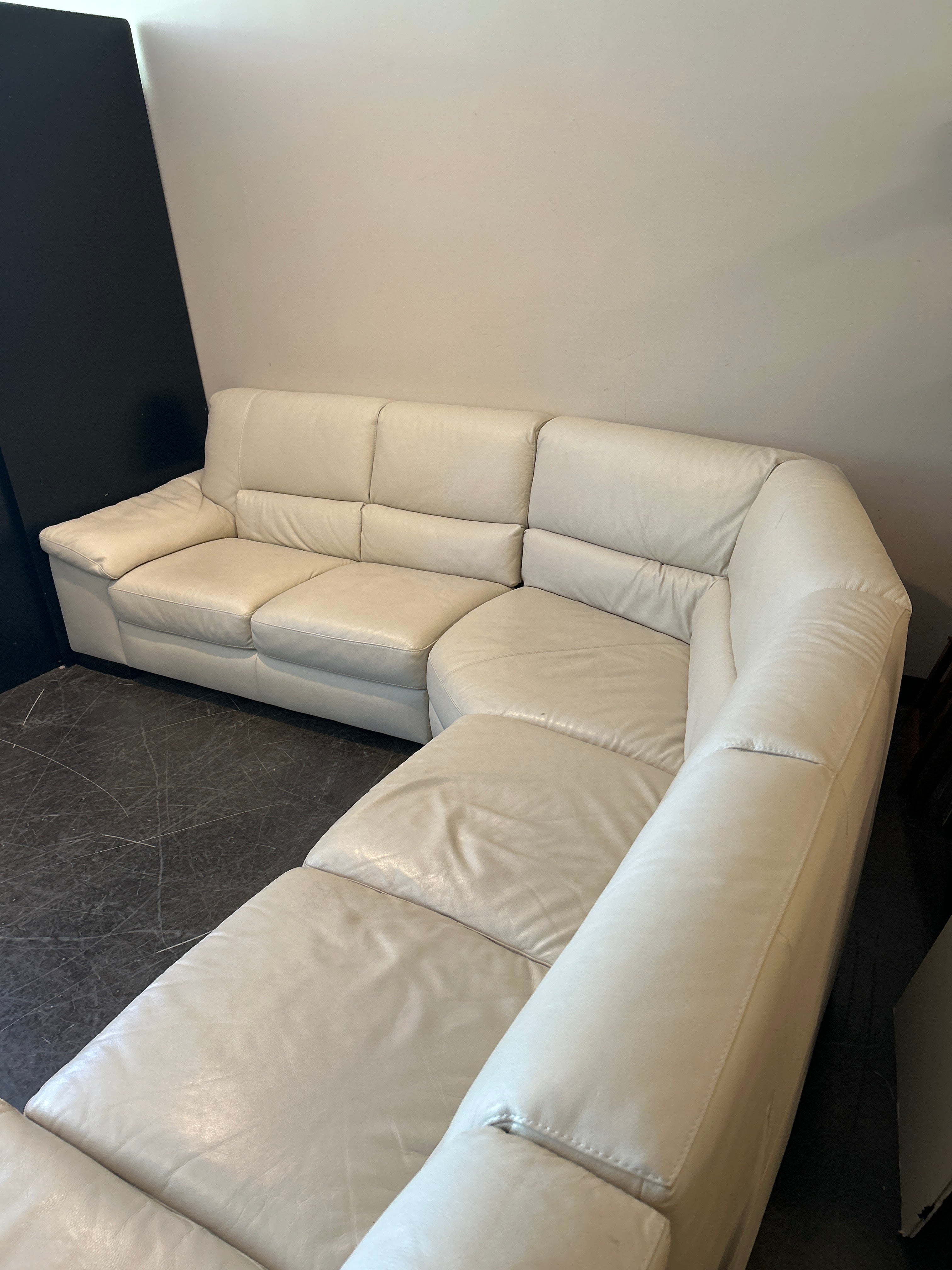 Natuzzi Italsofa White Leather Sectional Sofa
