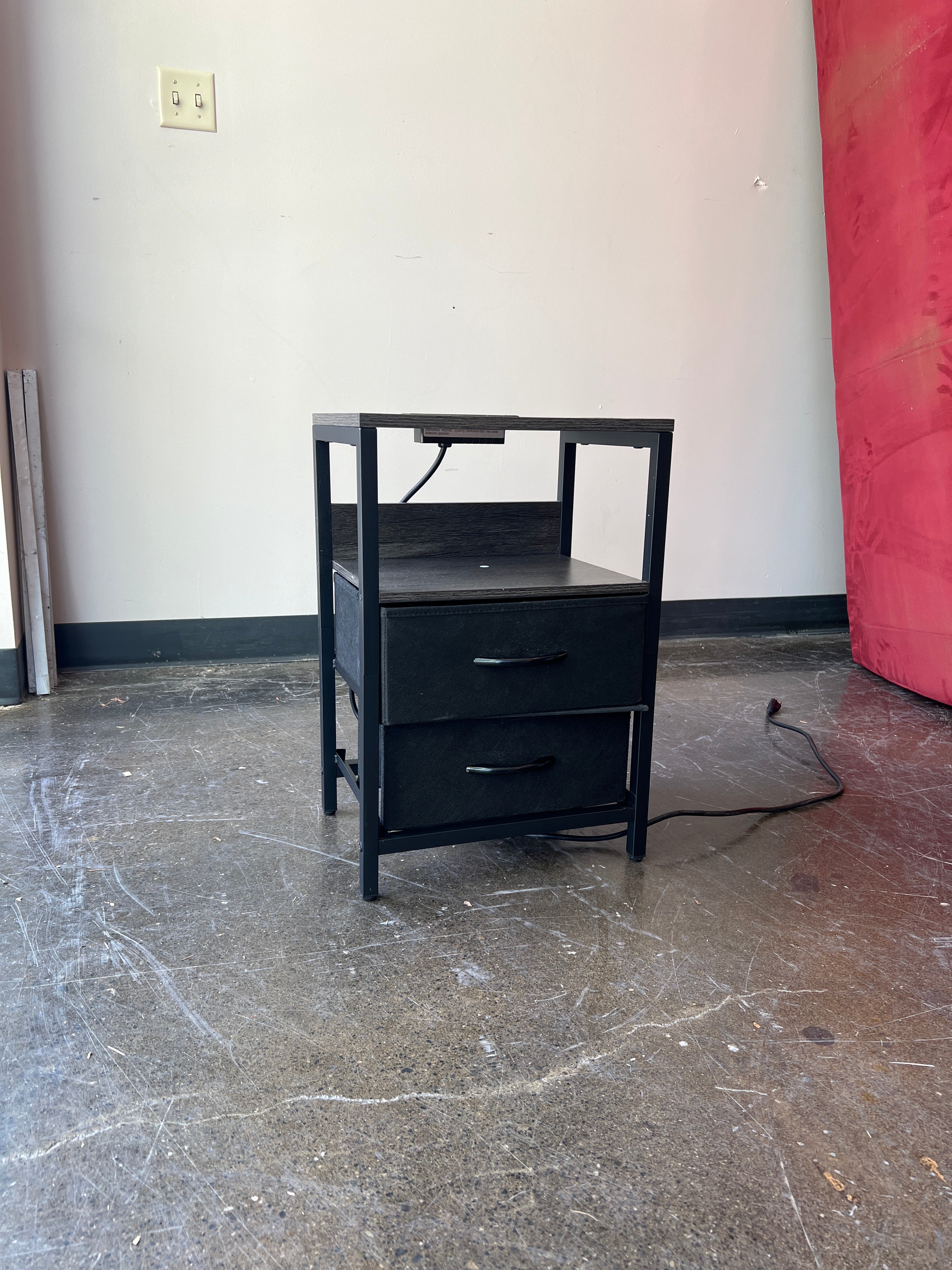 Industrial Side Table with Power Outlets
