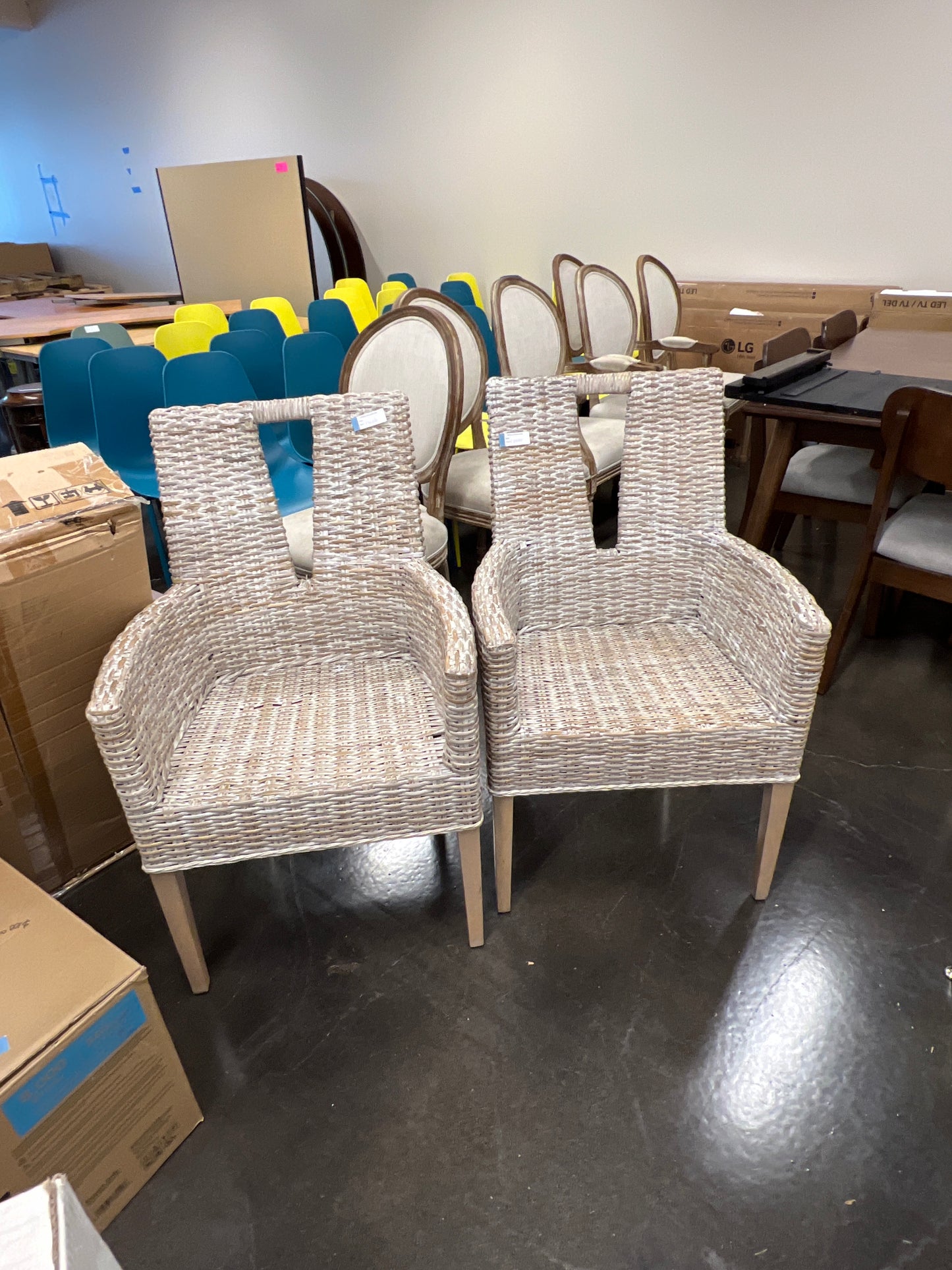White Washed Wicker Chairs