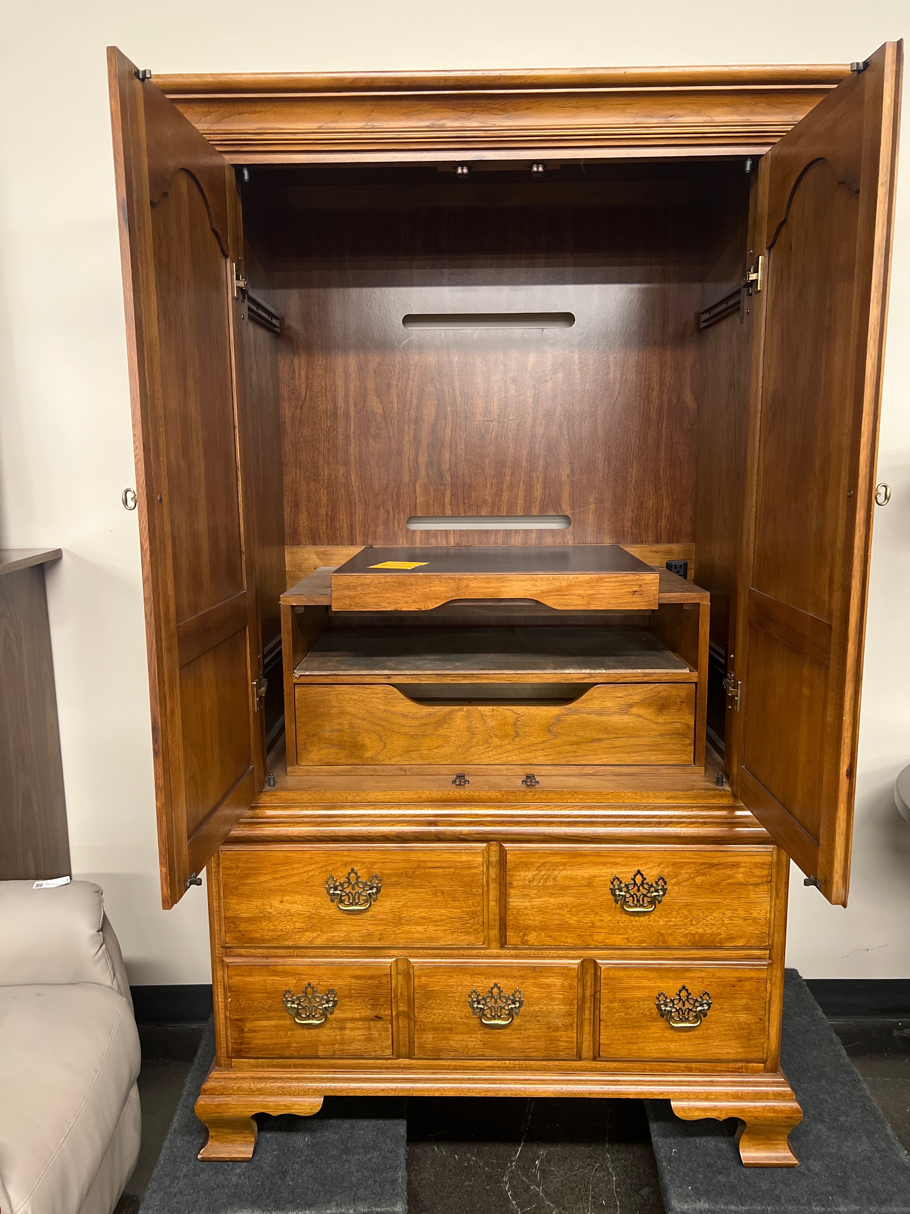 Narrow Media Cabinet with Metal Pulls
